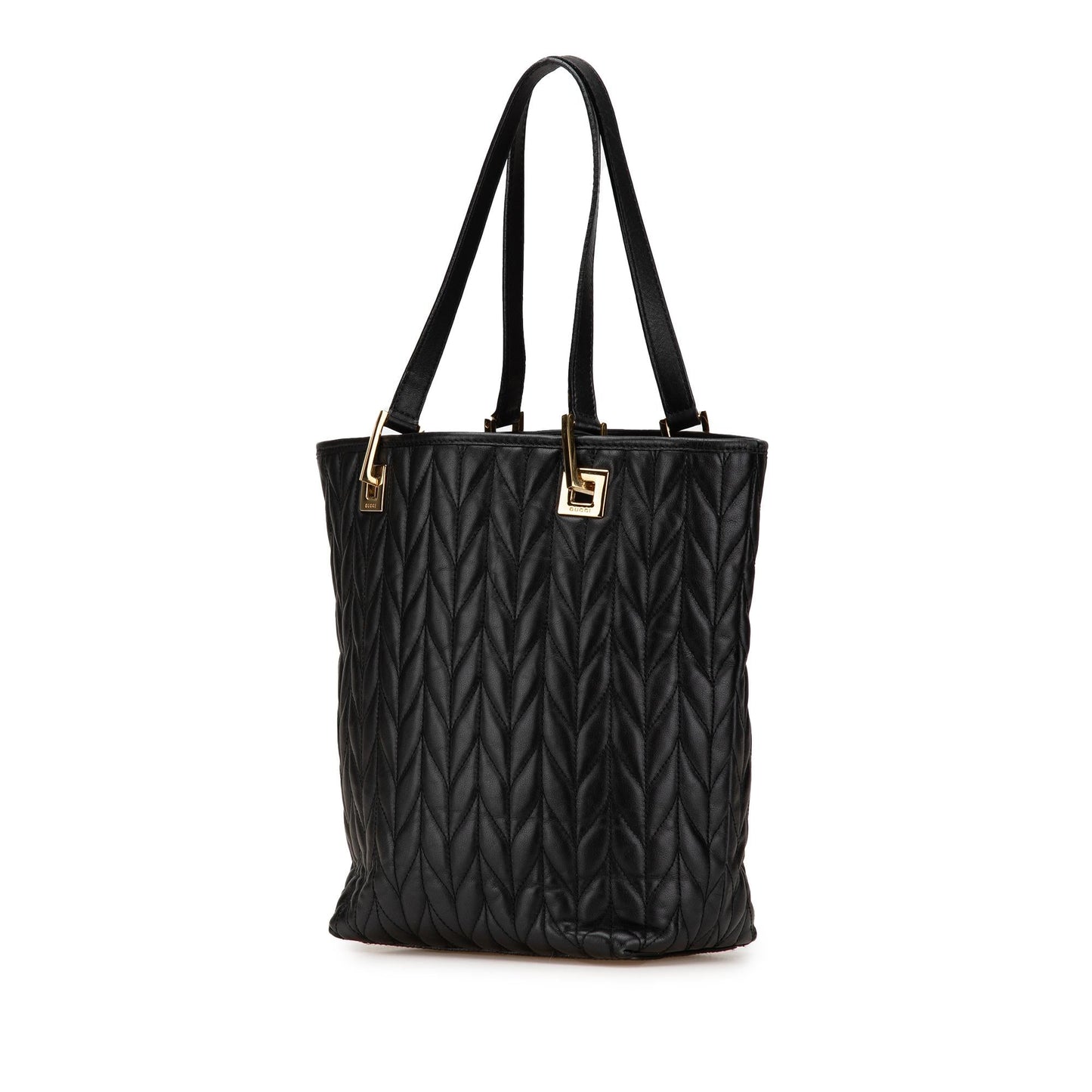 Gucci Quilted Leather 2 Calf Black Tote Bag