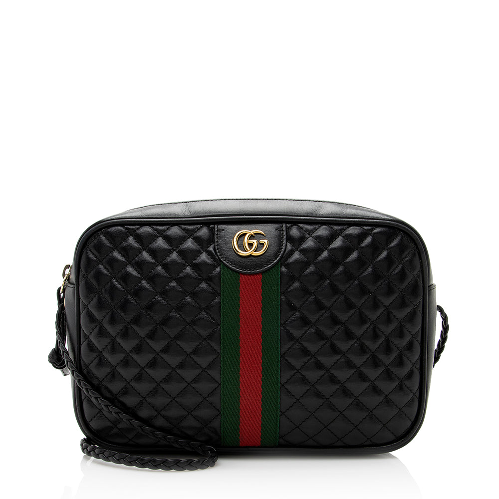 Gucci Trapuntata SHF Quilted Leather Nylon Black Crossbody Bag Bag Shf