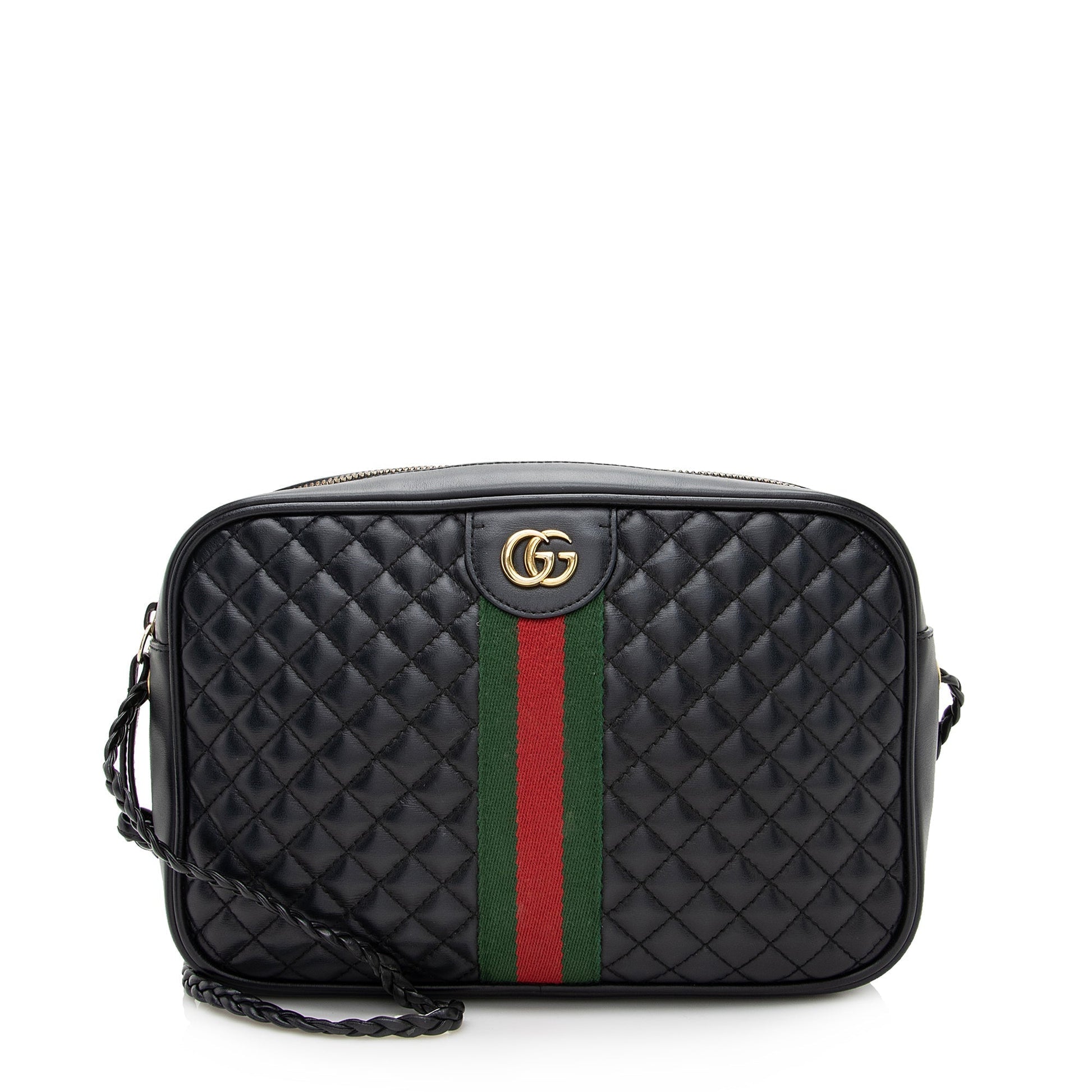 Gucci Web Trapuntata - FINAL SHF Quilted Leather Nylon Black Crossbody Bag