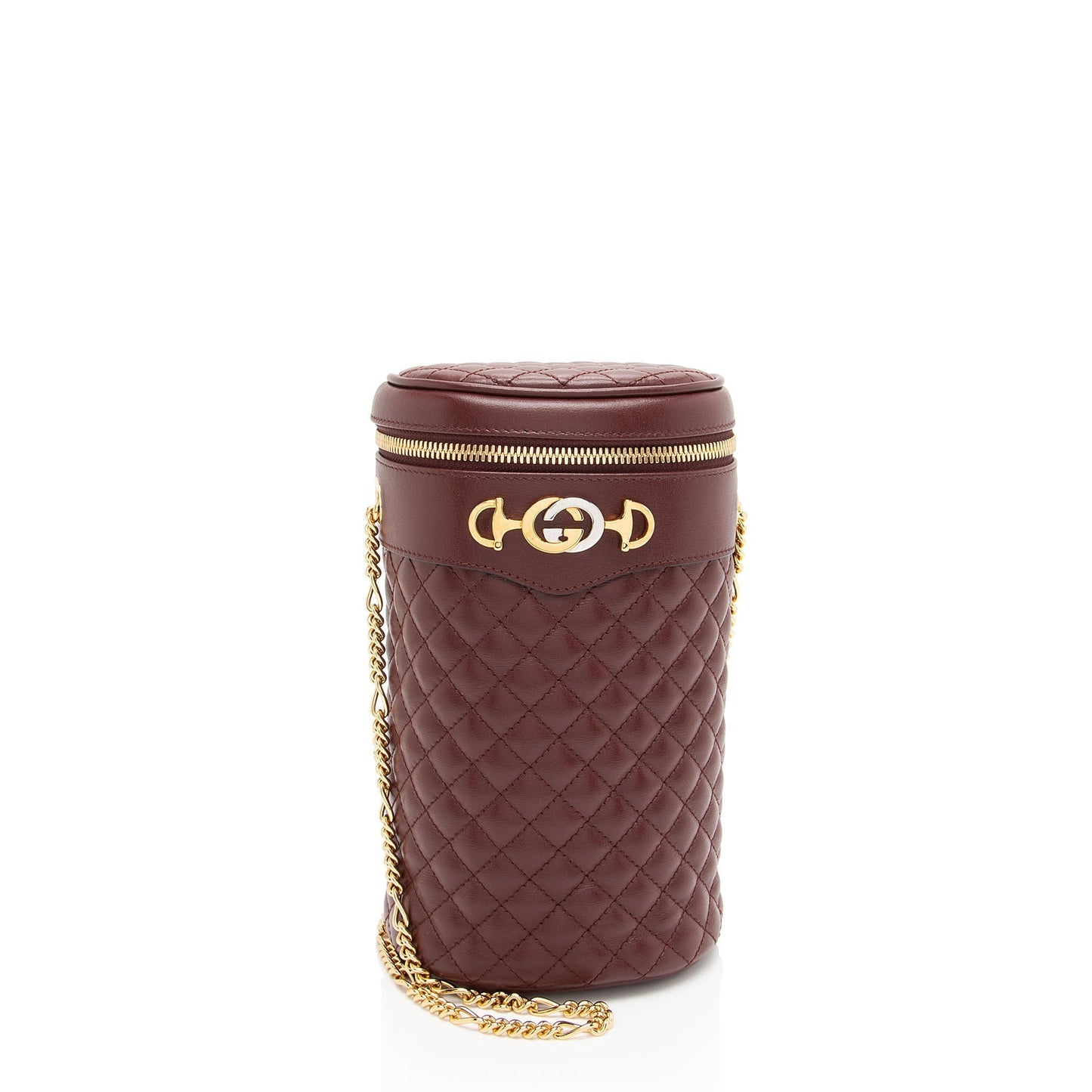 Gucci Zumi Cylindrical Belt Quilted Leather Red Accessory