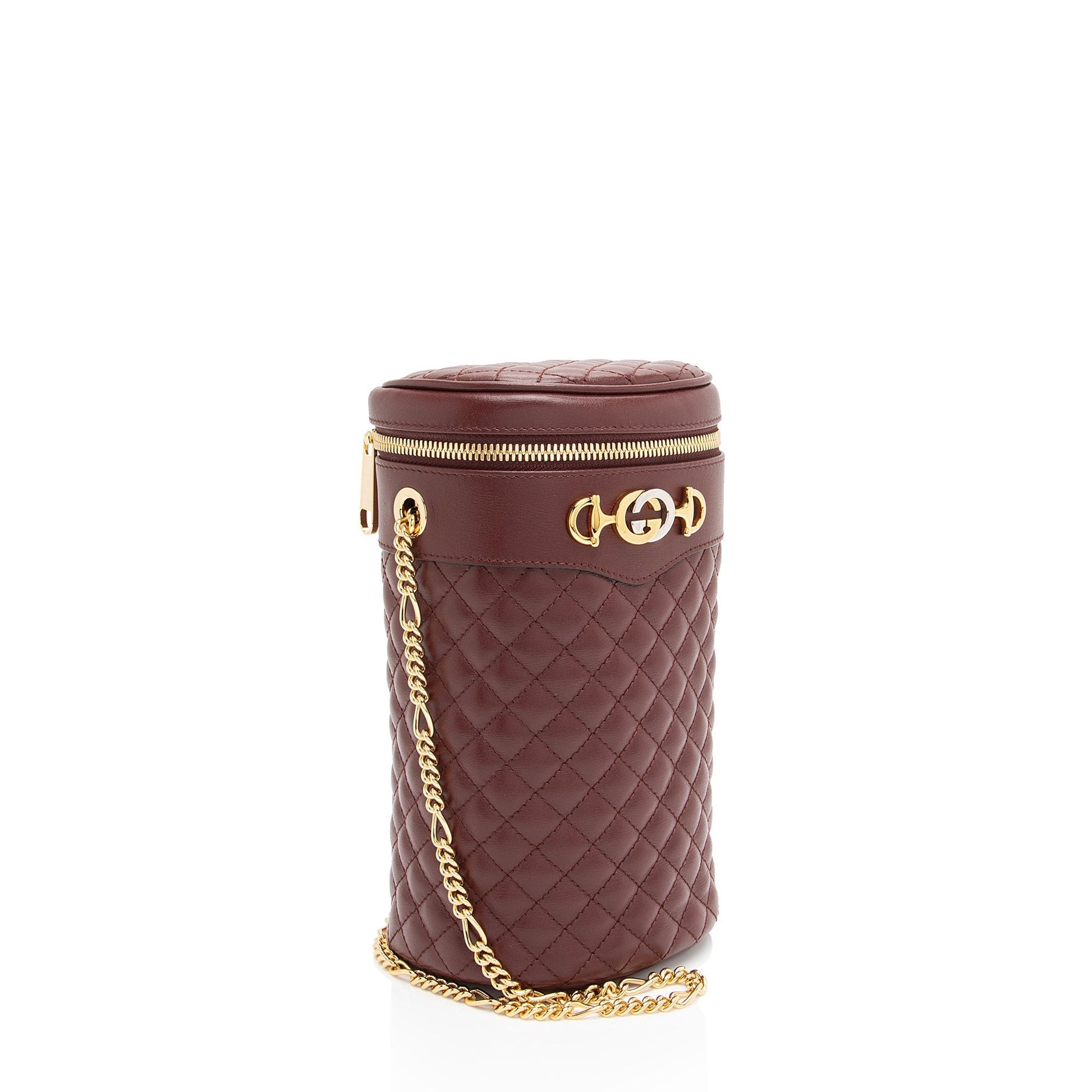 Gucci Zumi Cylindrical Belt Quilted Leather Red Accessory