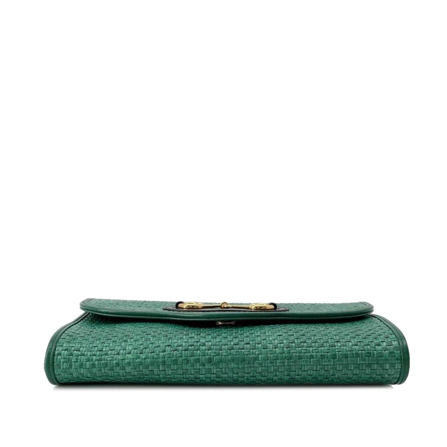 Gucci Horsebit SHG-5XcQjW Raffia Calf Green Chain Shoulder Bag