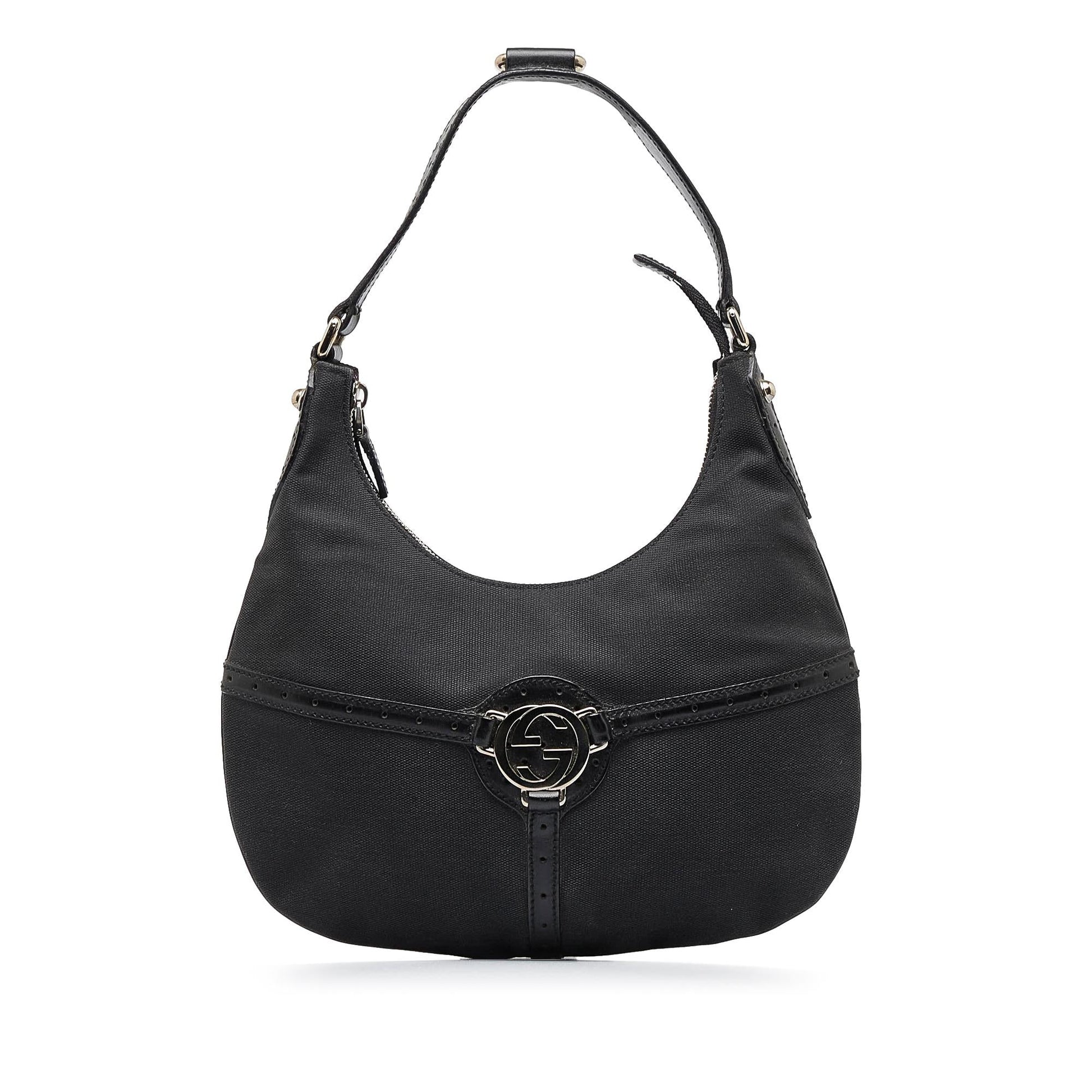 Gucci Reins SHG-v1jQ92 Canvas Calf Black Shoulder Bag
