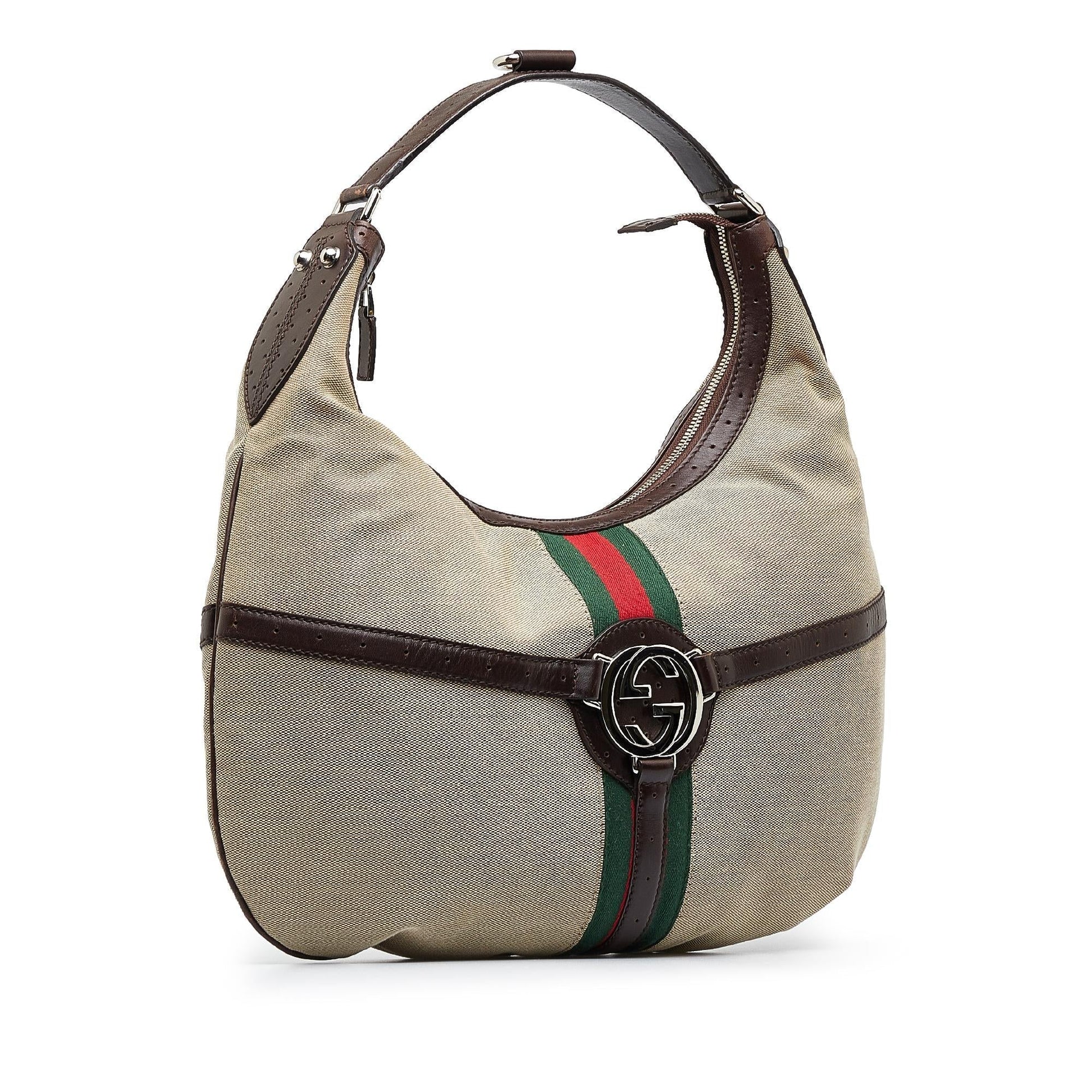 Gucci Reins Web SHG-jEuXqe Canvas Brown Shoulder Bag