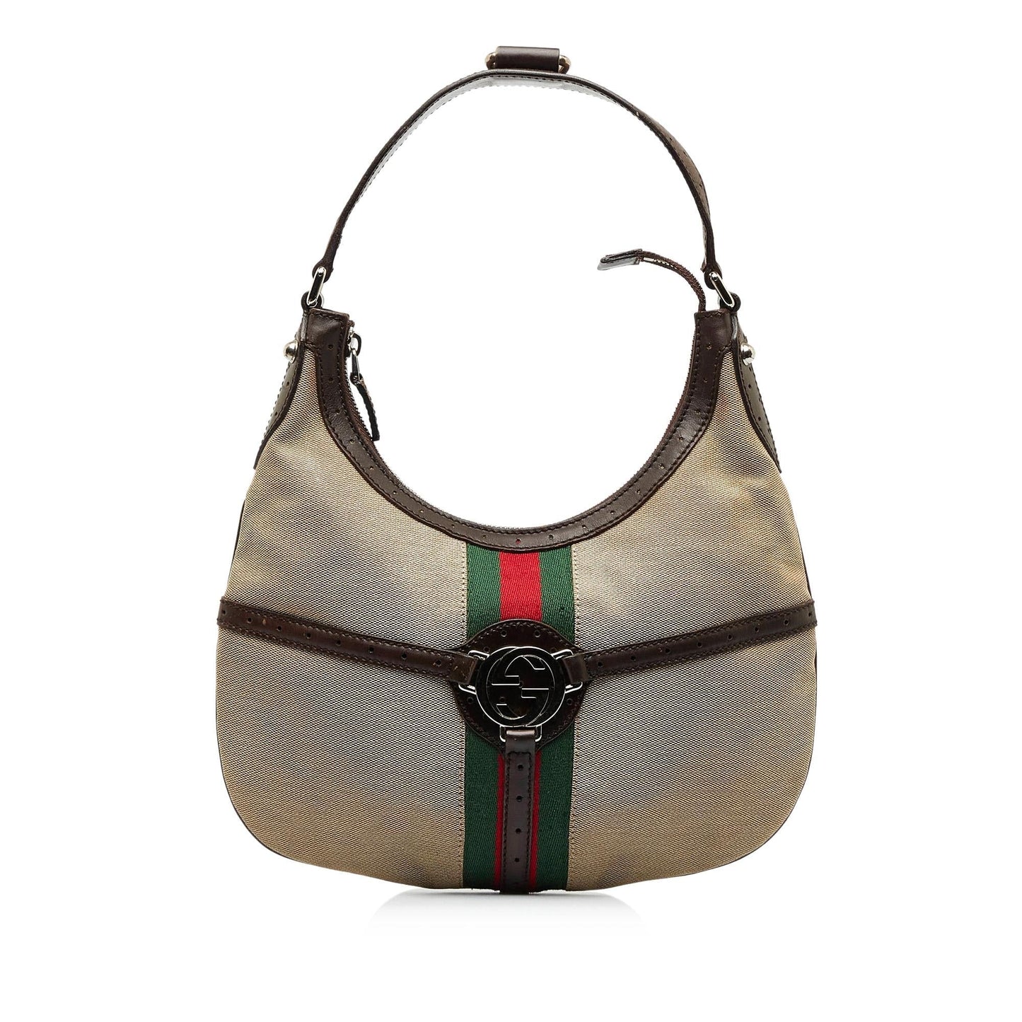 Gucci Reins Web SHG-rDthGg Canvas Brown Shoulder Bag