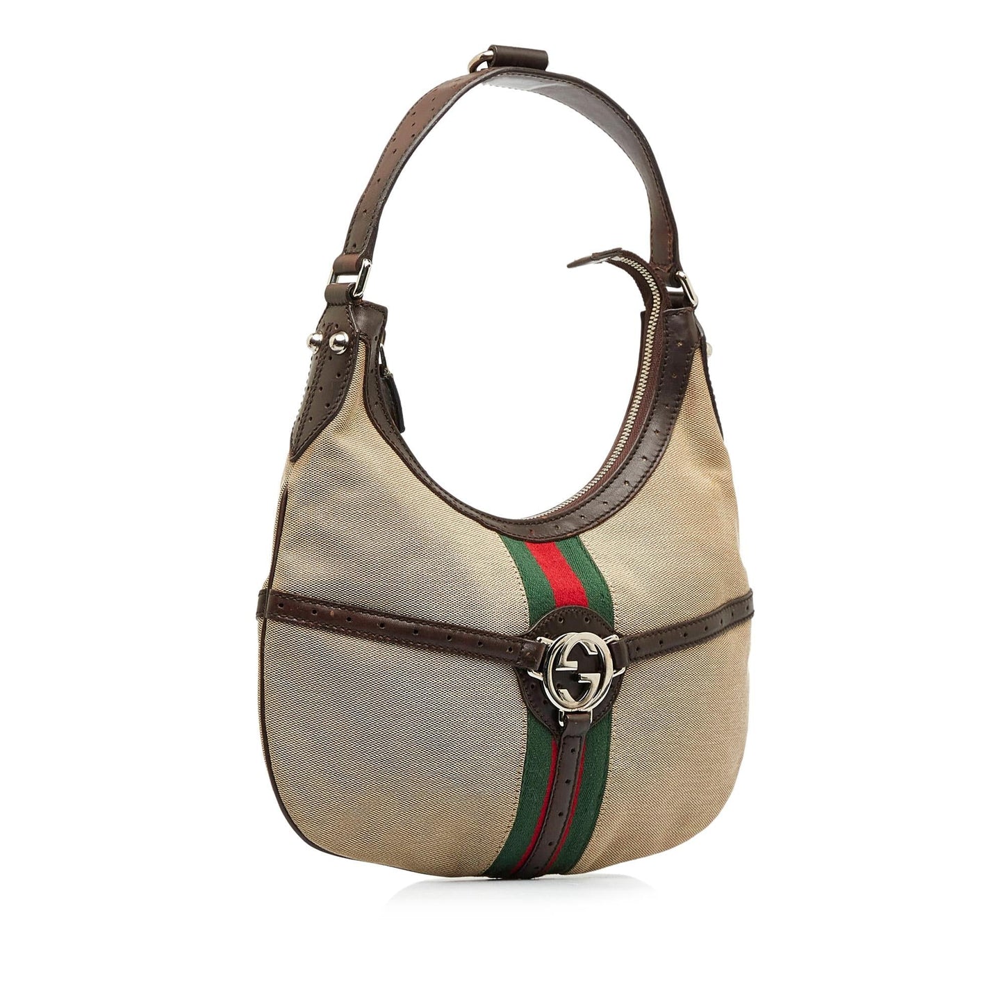 Gucci Reins Web SHG-rDthGg Canvas Brown Shoulder Bag