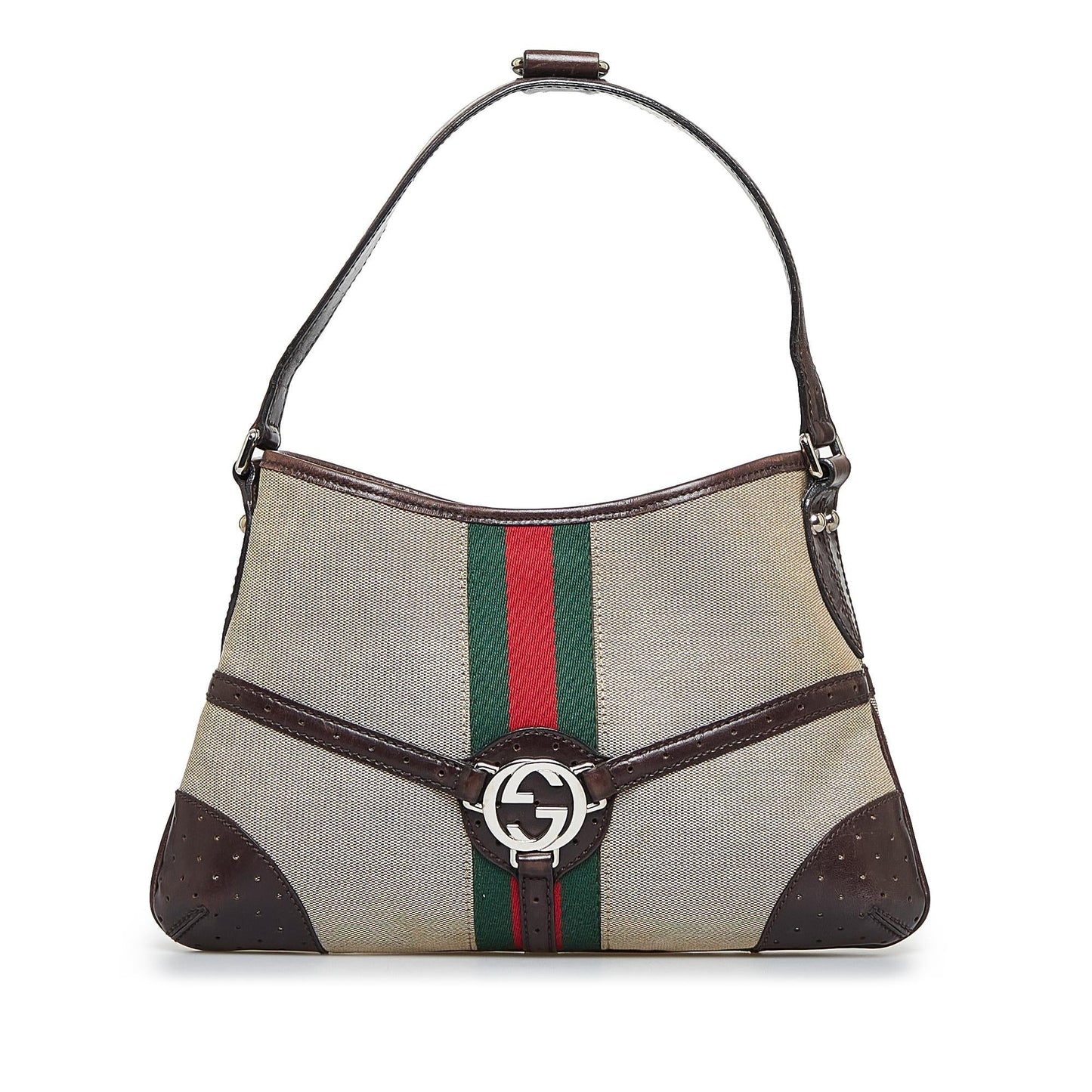 Gucci Reins Web SHG-2amAPb Canvas Brown Shoulder Bag