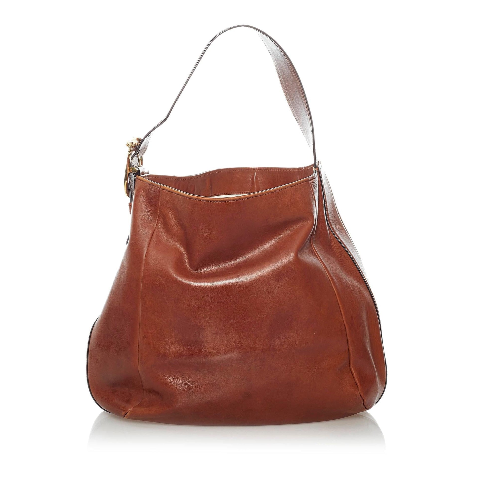 Gucci Ribot Horse-Head SHG Leather Calf Brown Shoulder Bag