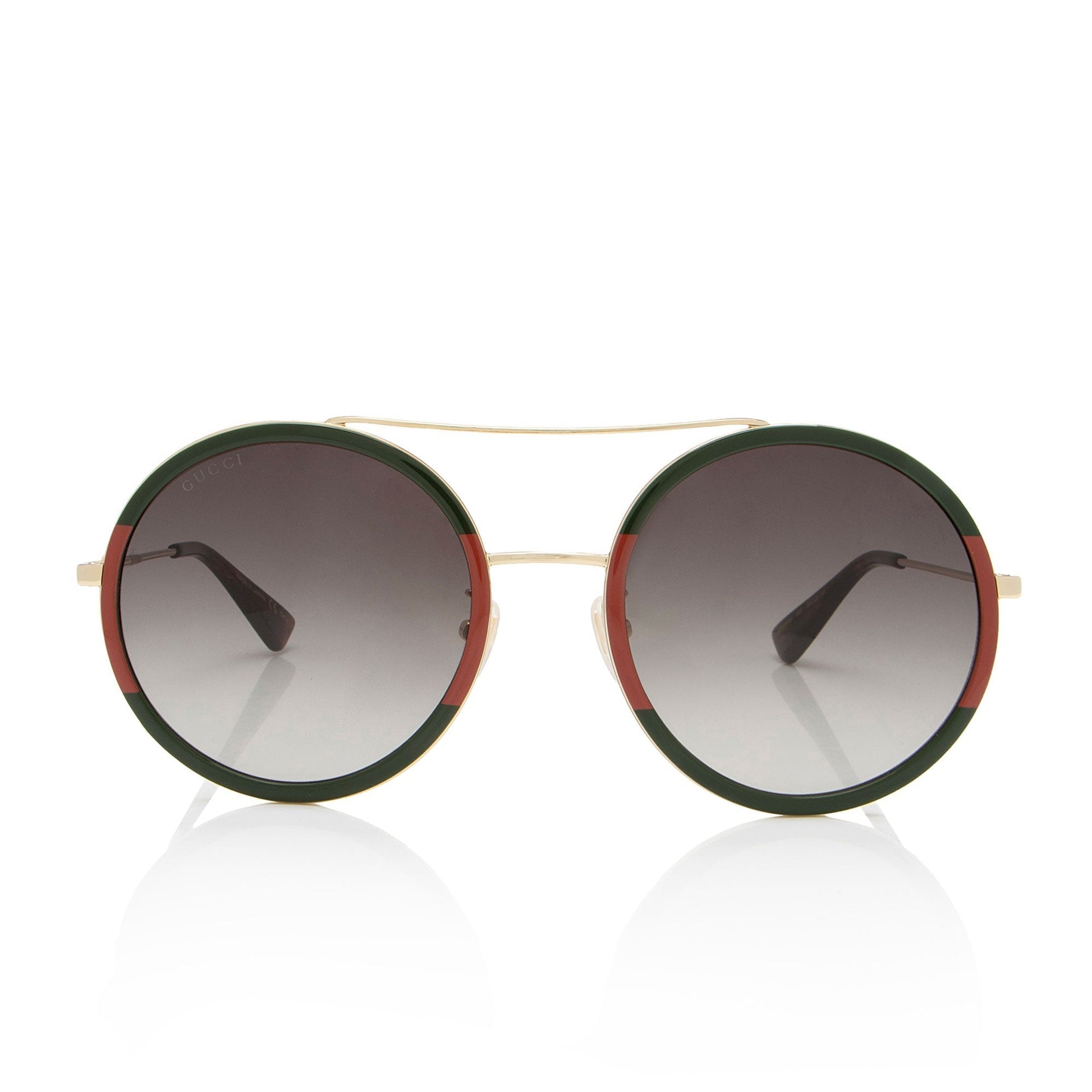 Gucci Round Aviator Sunglasses Red Green Gold Accessory