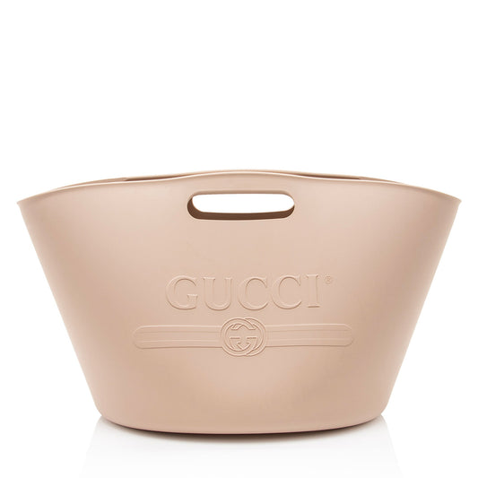 Gucci Rubber Oversized Beige Pink Logo Tote Bag