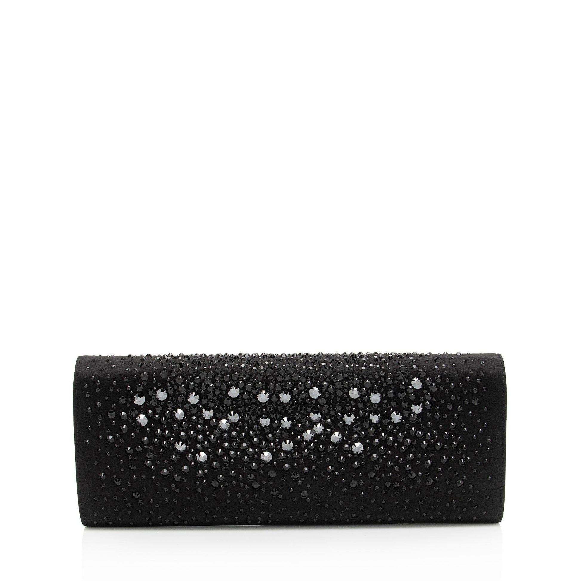 Gucci Crystal Broadway SHF-c9WYSA Satin Black Clutch Bag