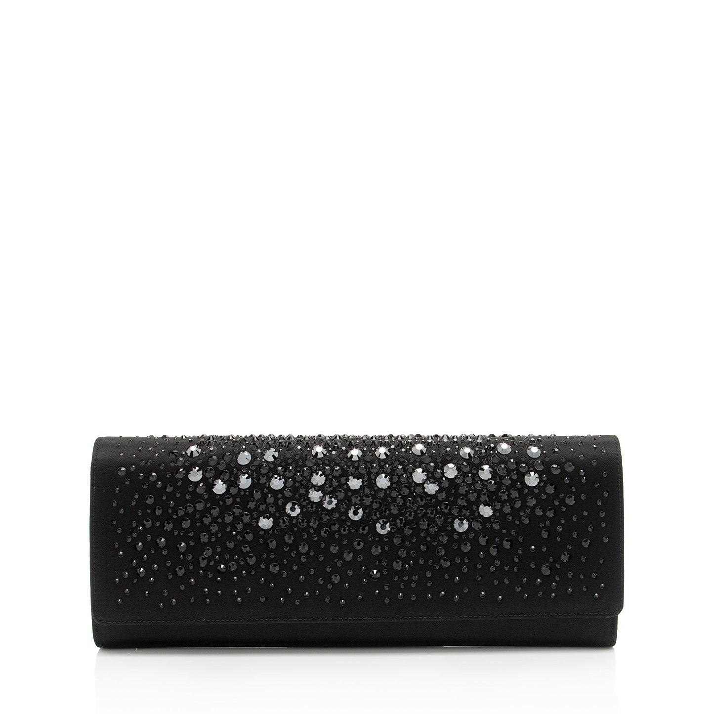 Gucci Crystal Broadway SHF-c9WYSA Satin Black Clutch Bag