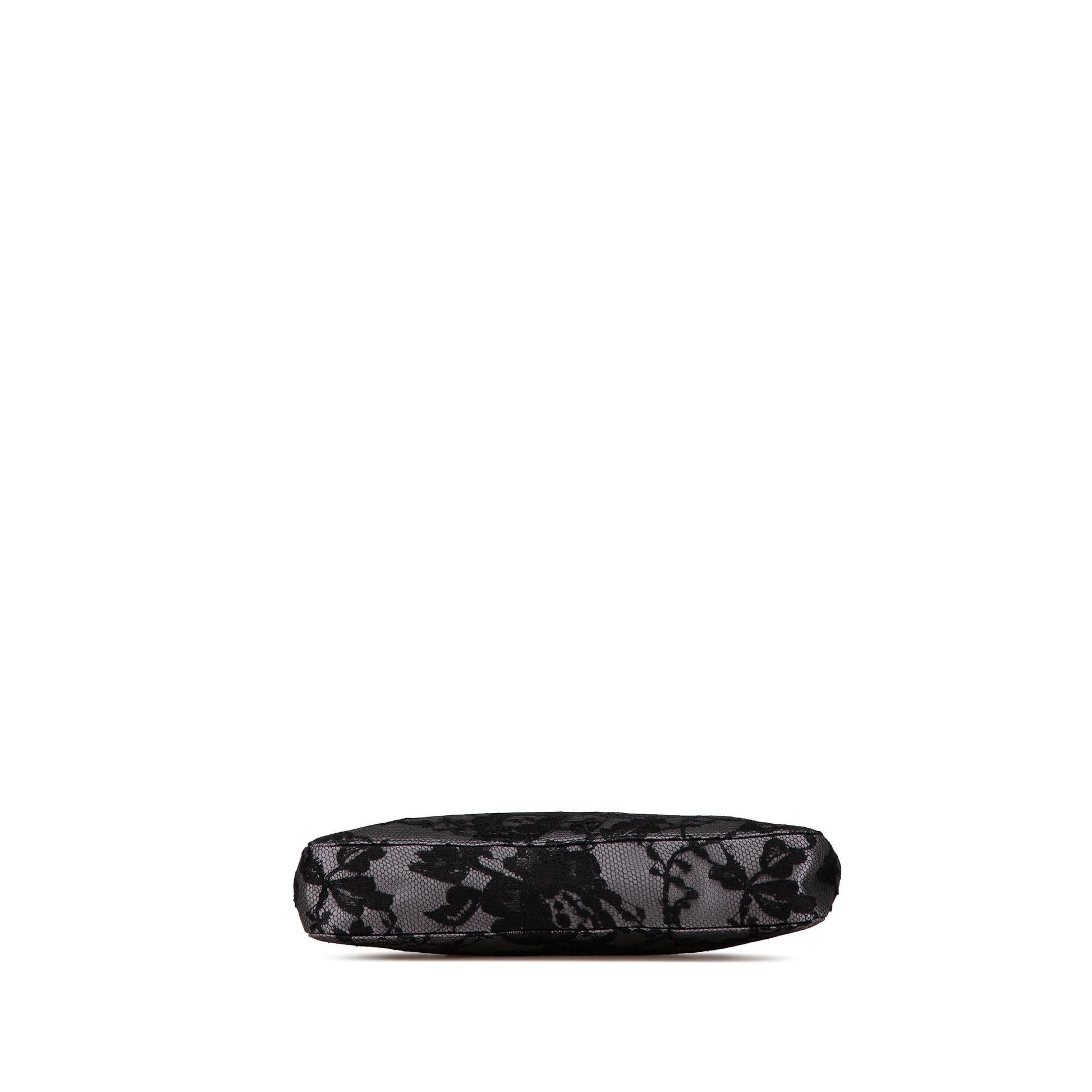 Gucci Floral Lace Satin Grey Shoulder Bag