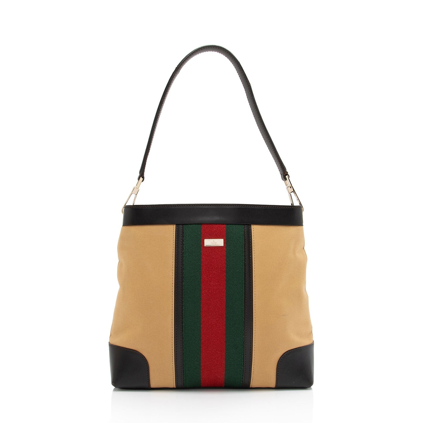 Gucci Web SHF-KhYFg1 Leather Canvas Nylon Brown Shoulder Bag
