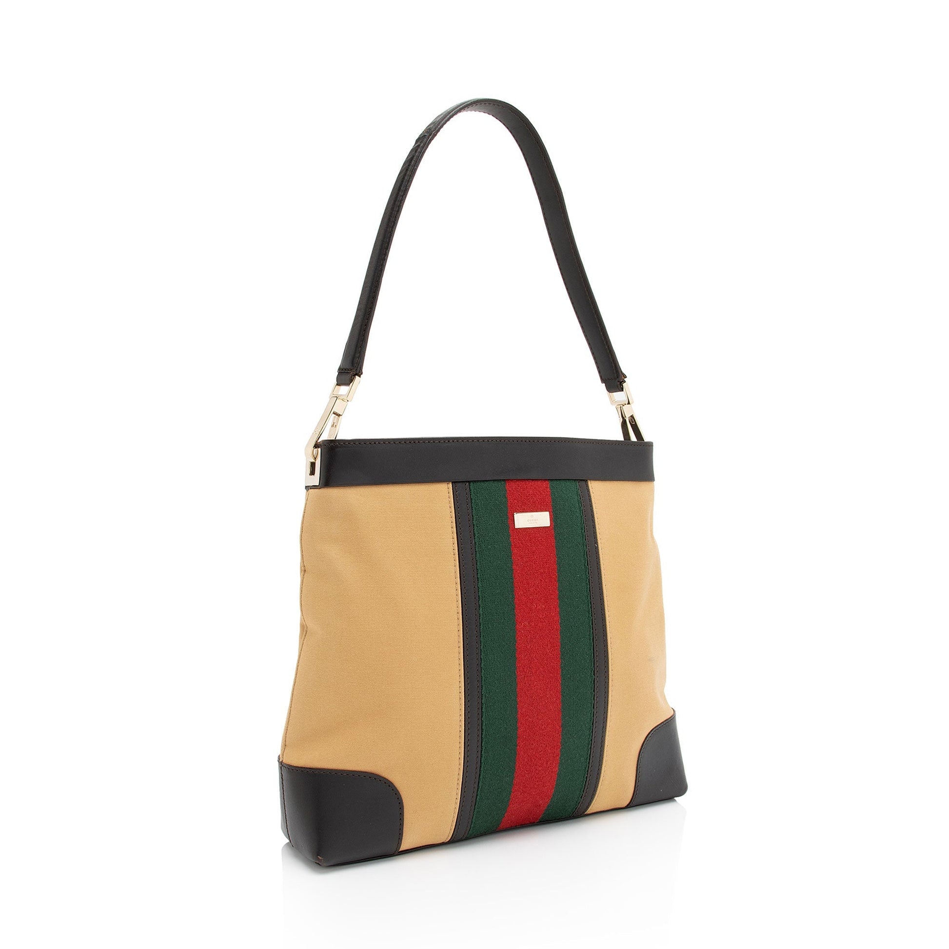 Gucci Web SHF-KhYFg1 Leather Canvas Nylon Brown Shoulder Bag