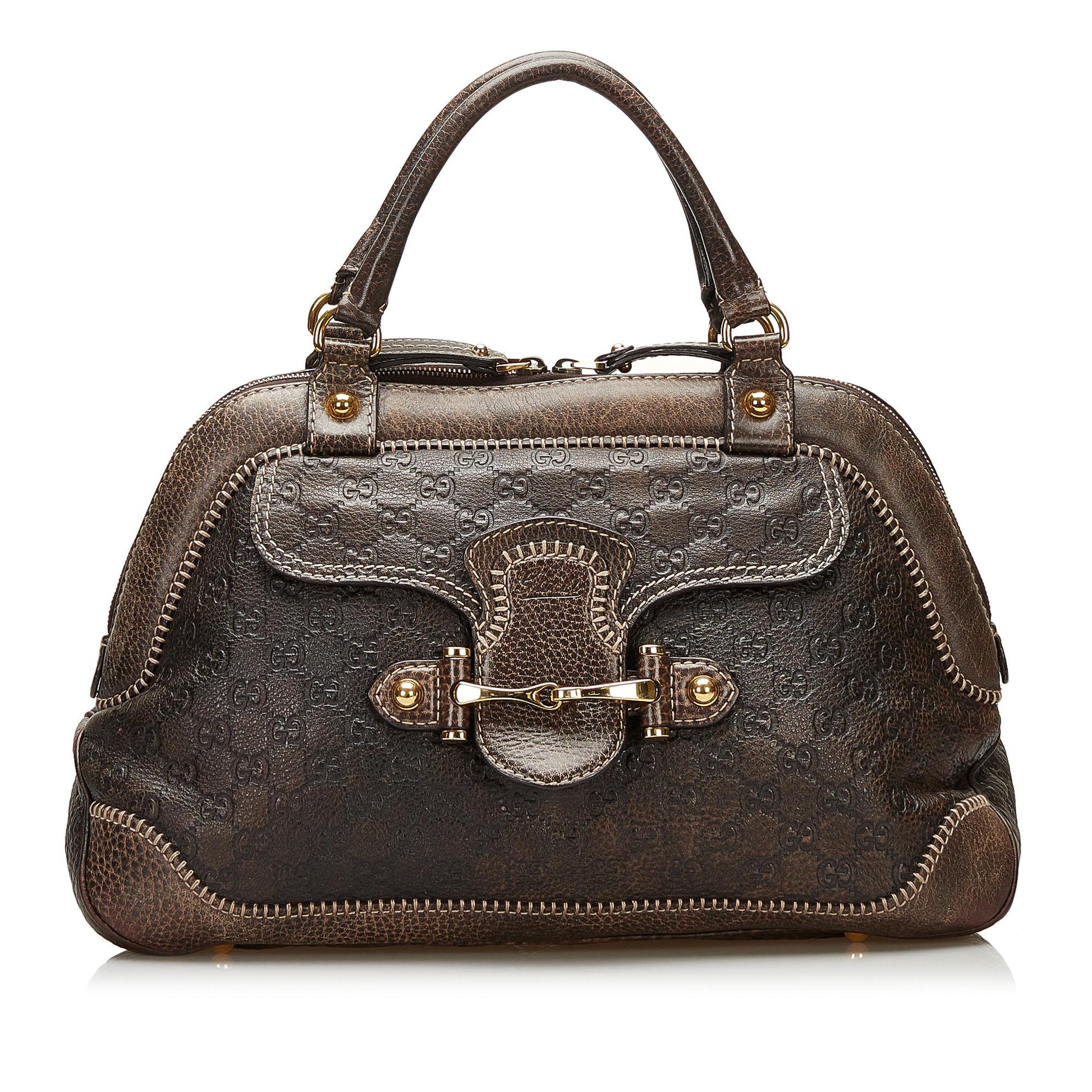 Gucci Signature Pelham SHG Calf Brown Satchel Bag