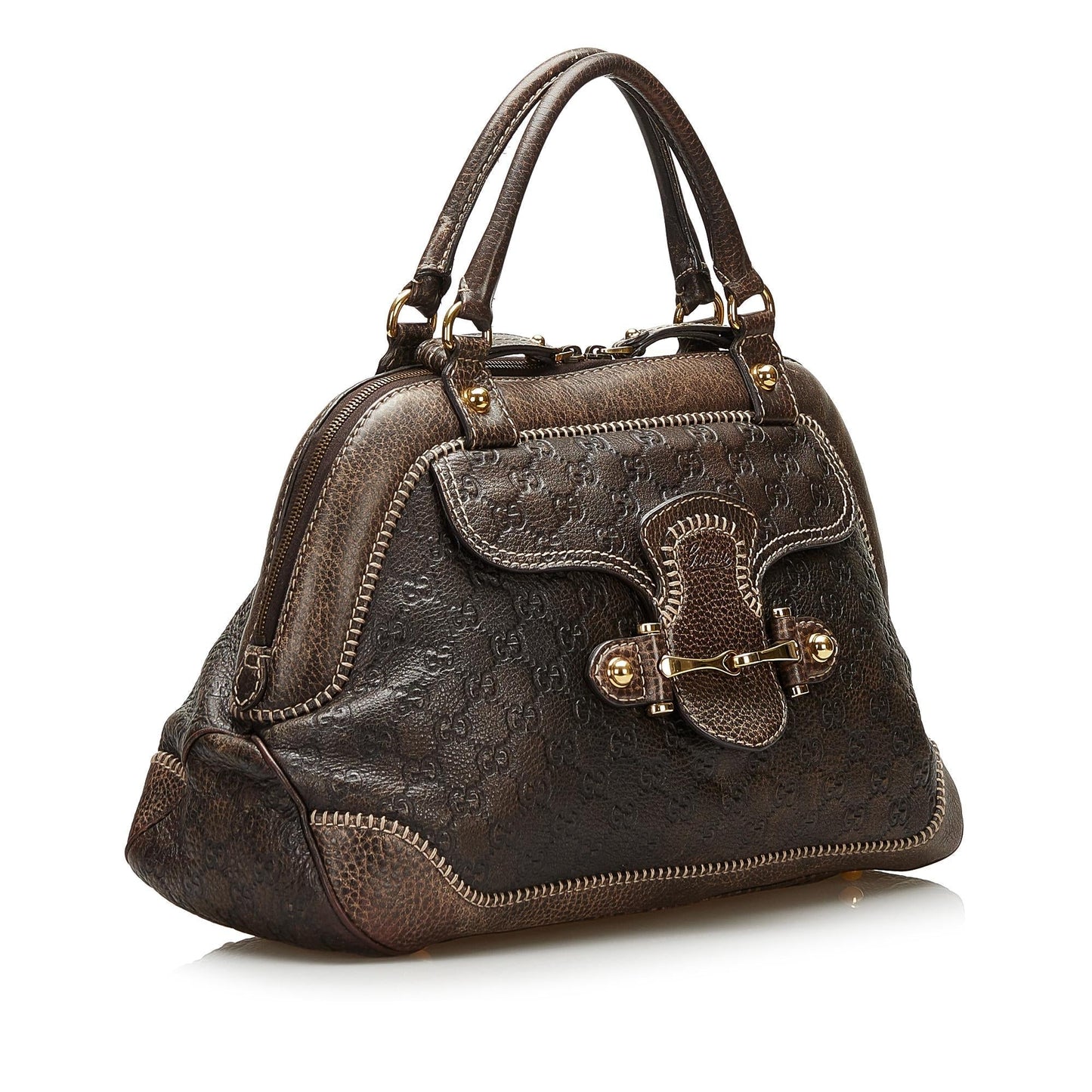 Gucci Signature Pelham SHG Calf Brown Satchel Bag