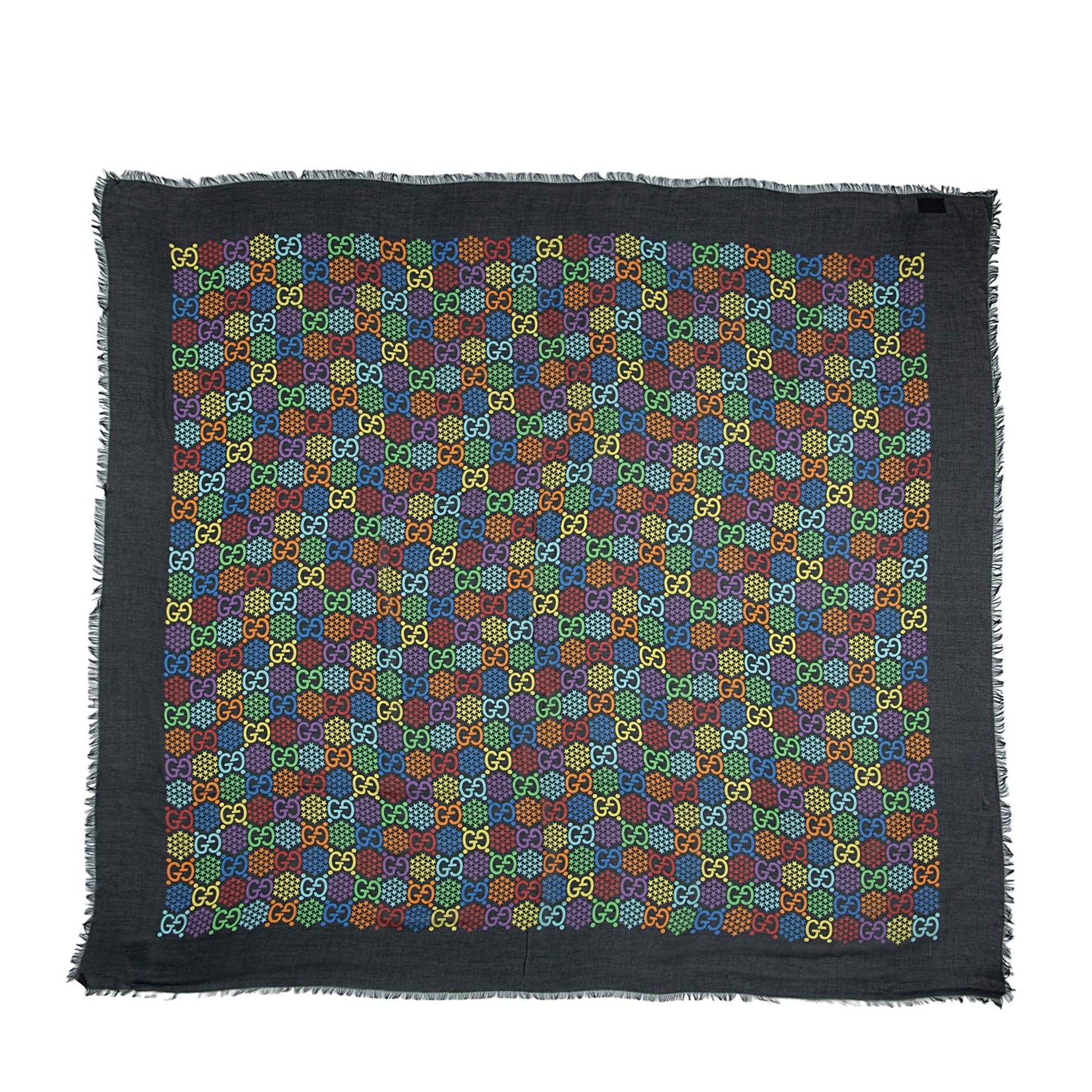 Gucci Silk GG Psychedelic 140cm Shawl Black Handbag