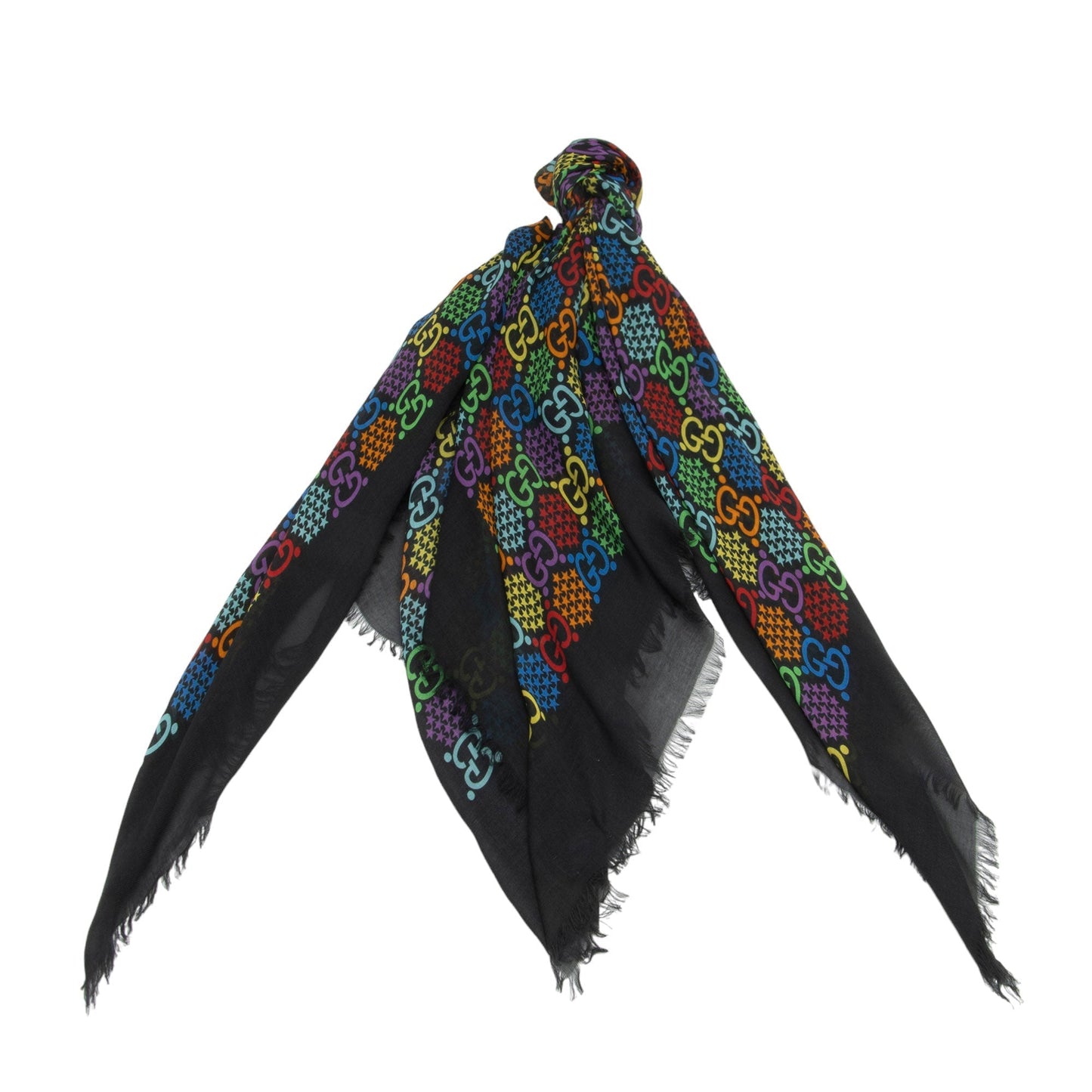 Gucci Silk GG Psychedelic 140cm Shawl Black Handbag