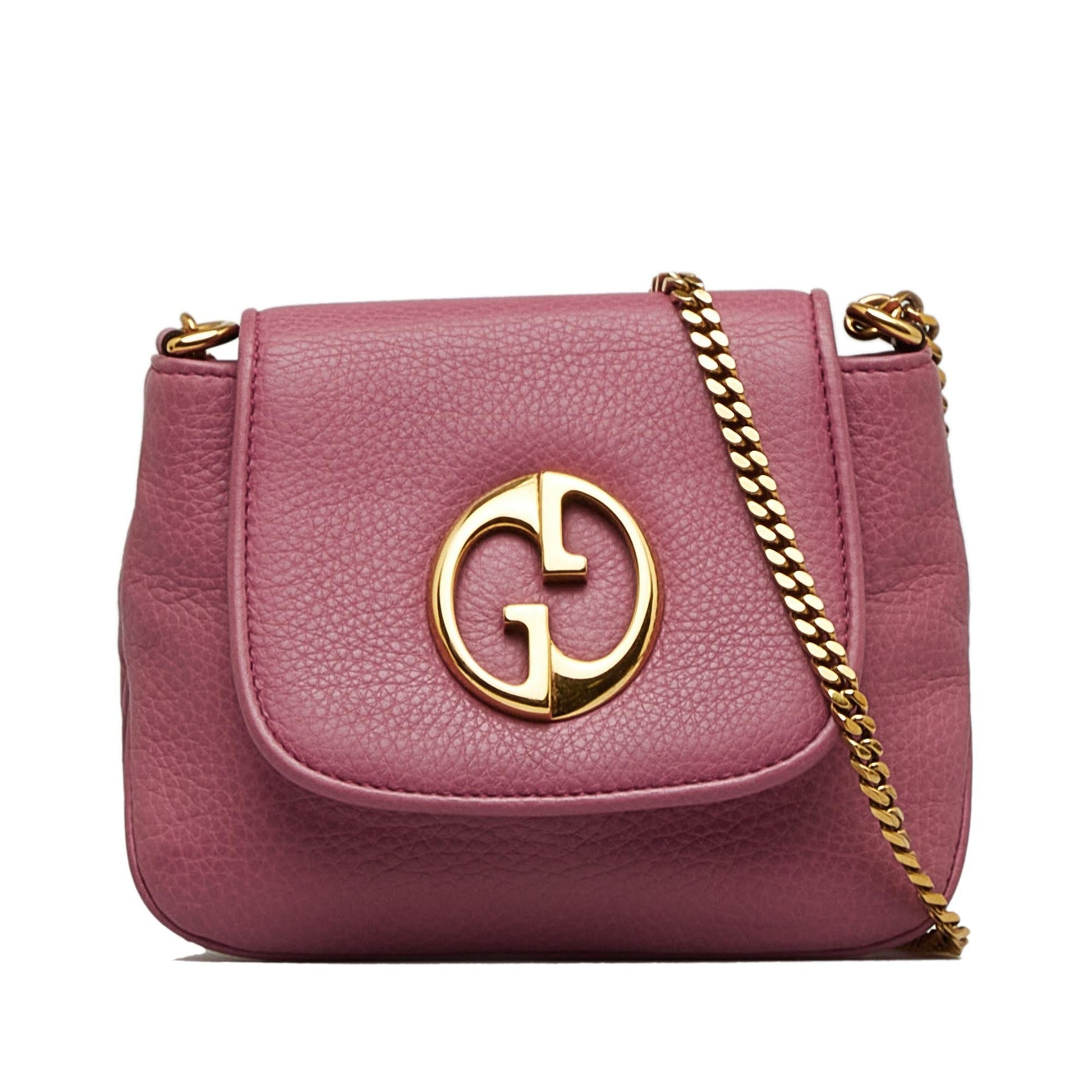 Gucci Chain SHG-3UqCpK Leather Calf Pink Small Crossbody Bag