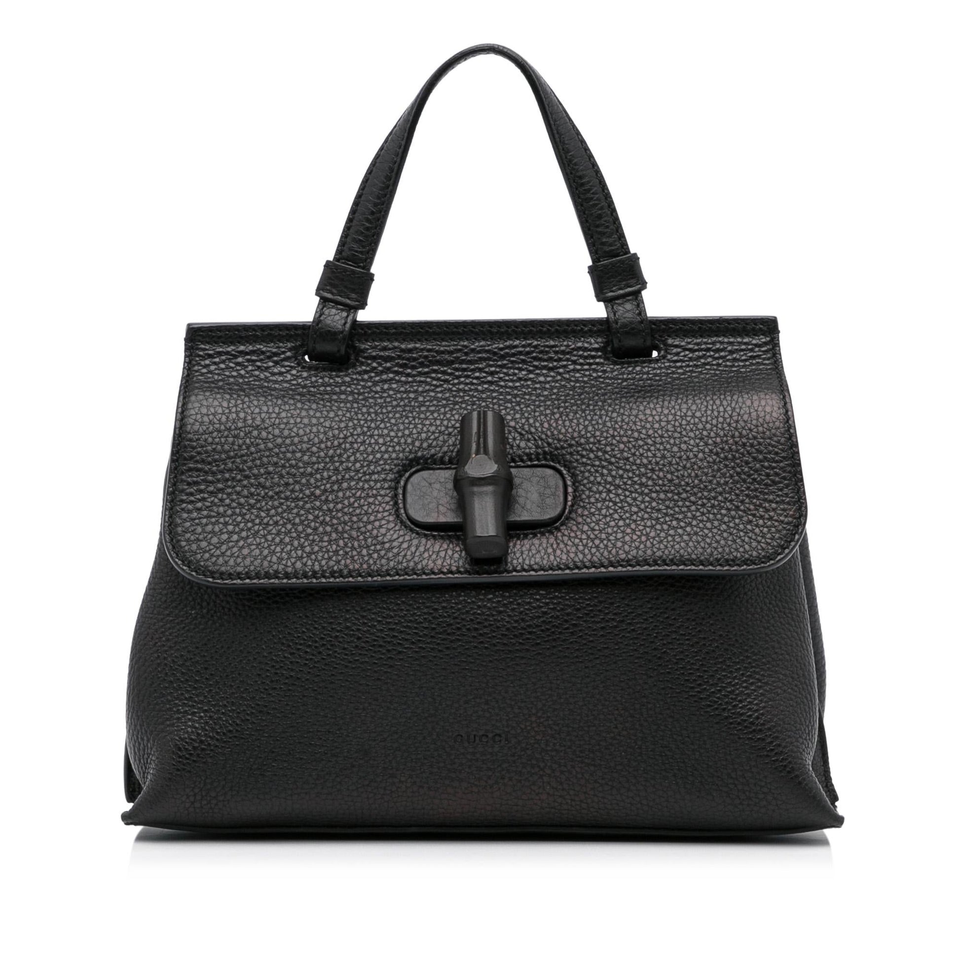 Gucci Bamboo Daily SHG-EVjQCN Calf Black Small Satchel Bag