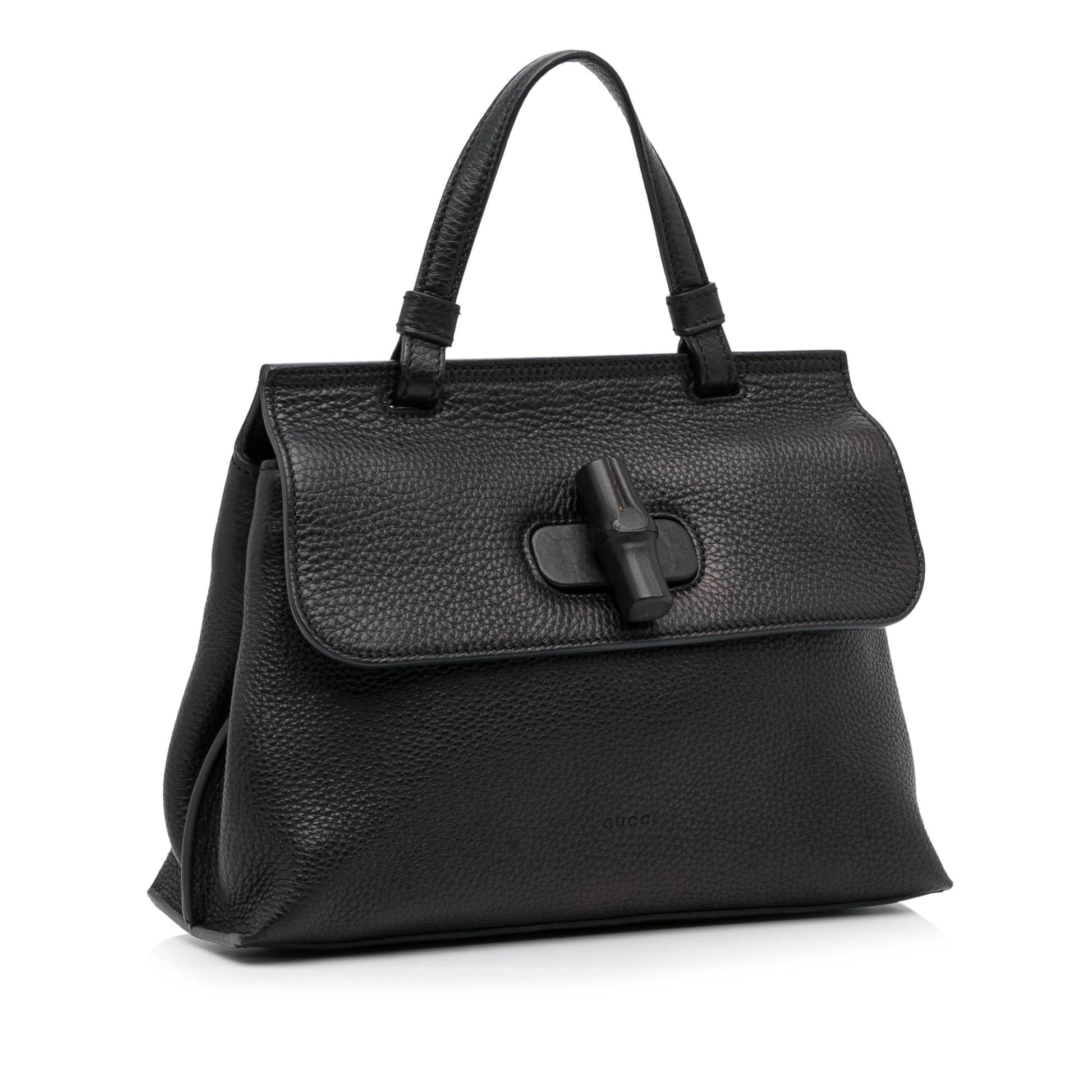Gucci Bamboo Daily SHG-EVjQCN Calf Black Small Satchel Bag