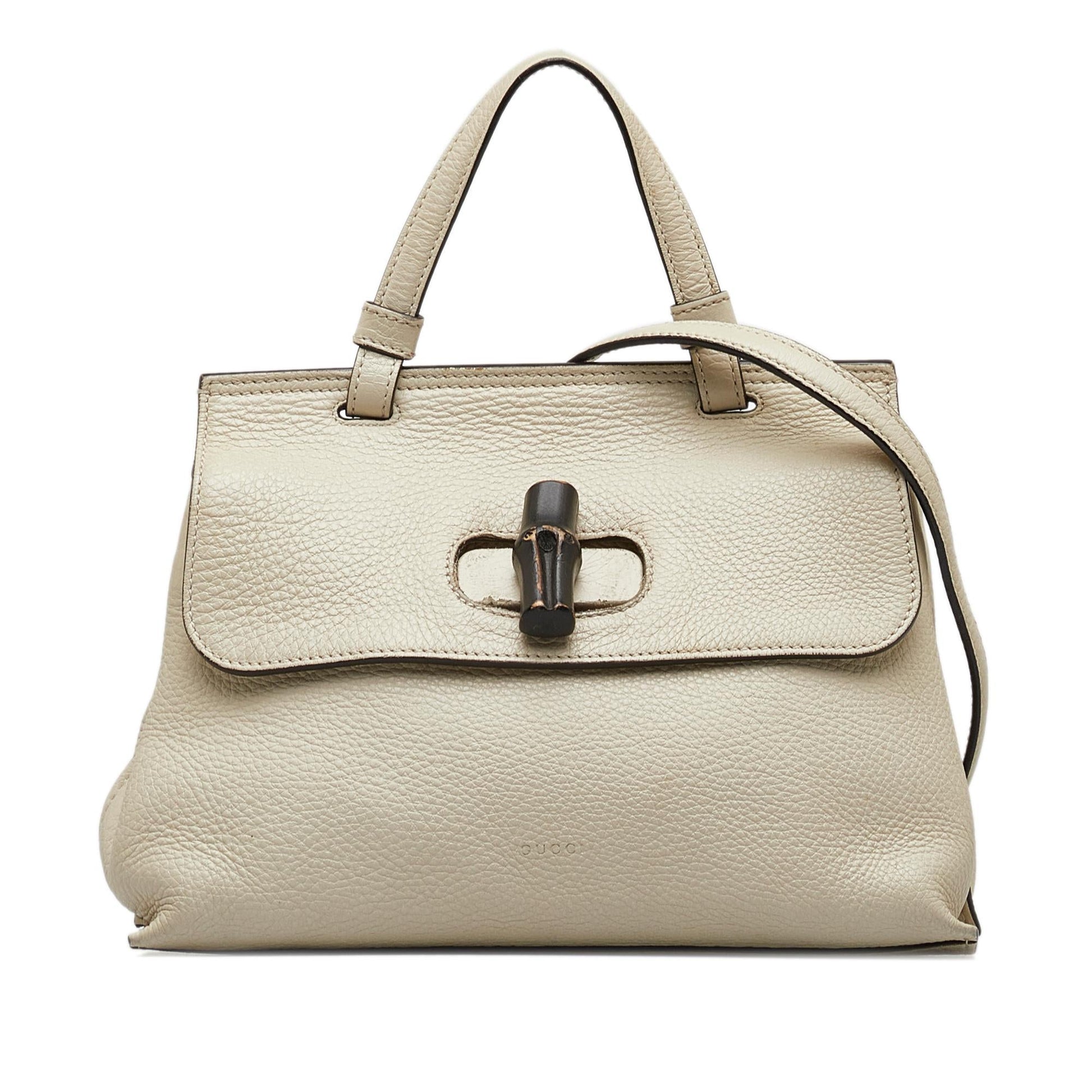 Gucci Bamboo Daily SHG-qHsZBQ Calf White Small Satchel Bag