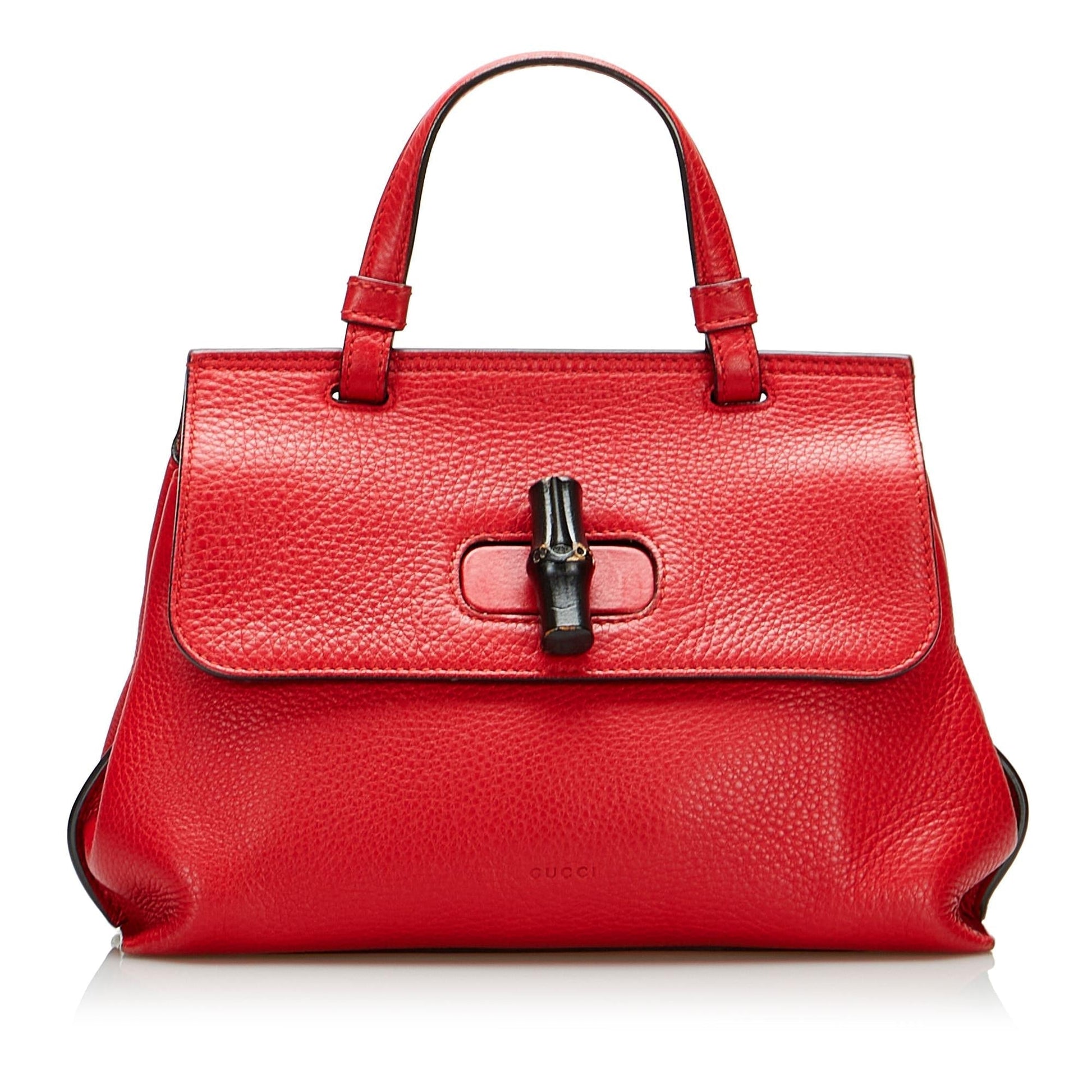 Gucci Bamboo Daily SHG-5MUf7v Calf Red Small Satchel Bag