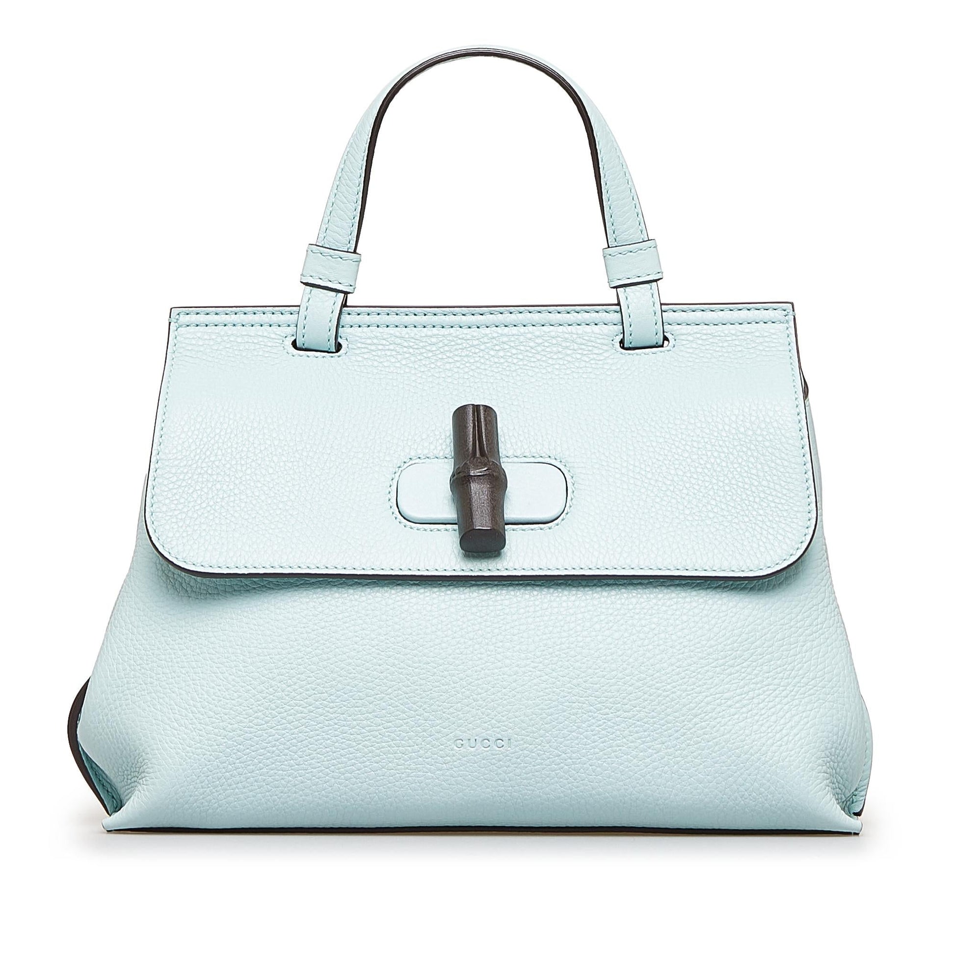 Gucci Bamboo Daily SHG-1c1eWT Calf Blue Small Satchel Bag