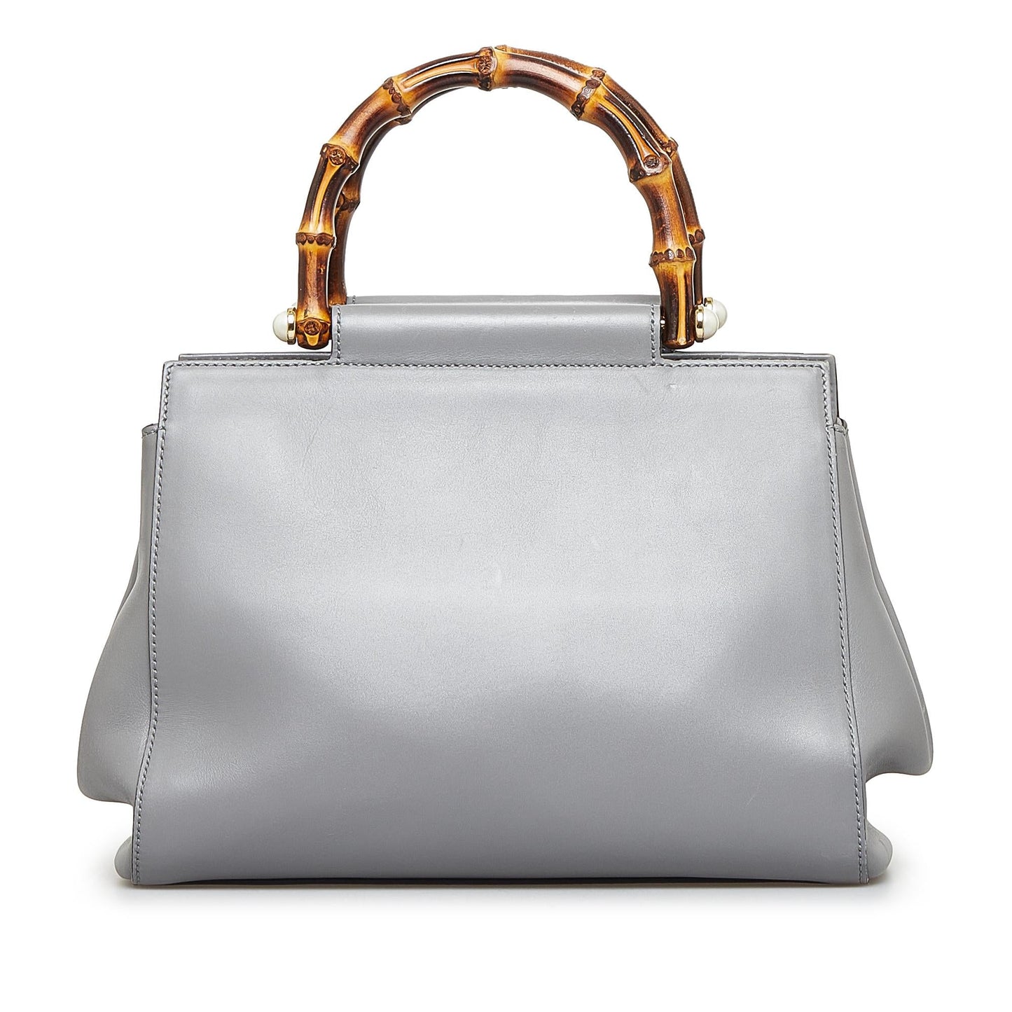 Gucci Bamboo Nymphaea SHG-v3IHLK Calf Grey Small Satchel Bag