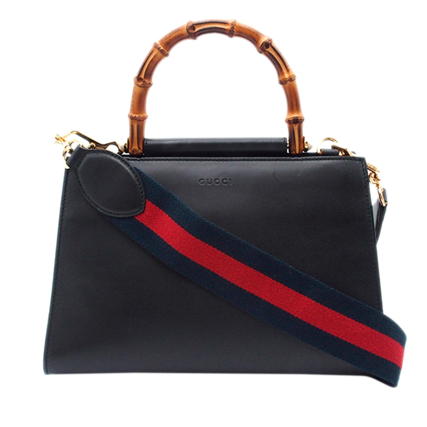 Gucci Bamboo Nymphea SHG-j7qKcF Calf Black Small Satchel Bag