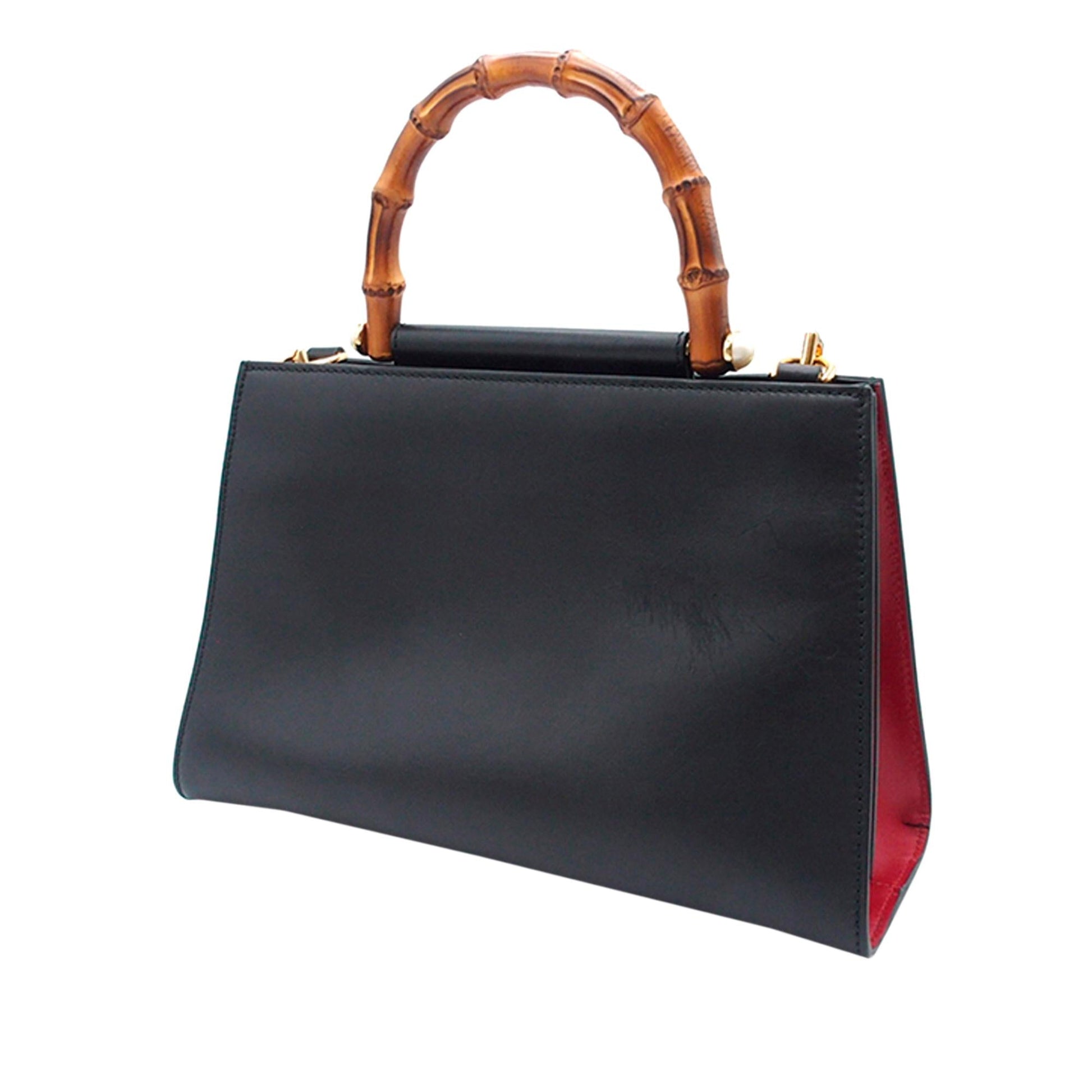 Gucci Bamboo Nymphea SHG-j7qKcF Calf Black Small Satchel Bag