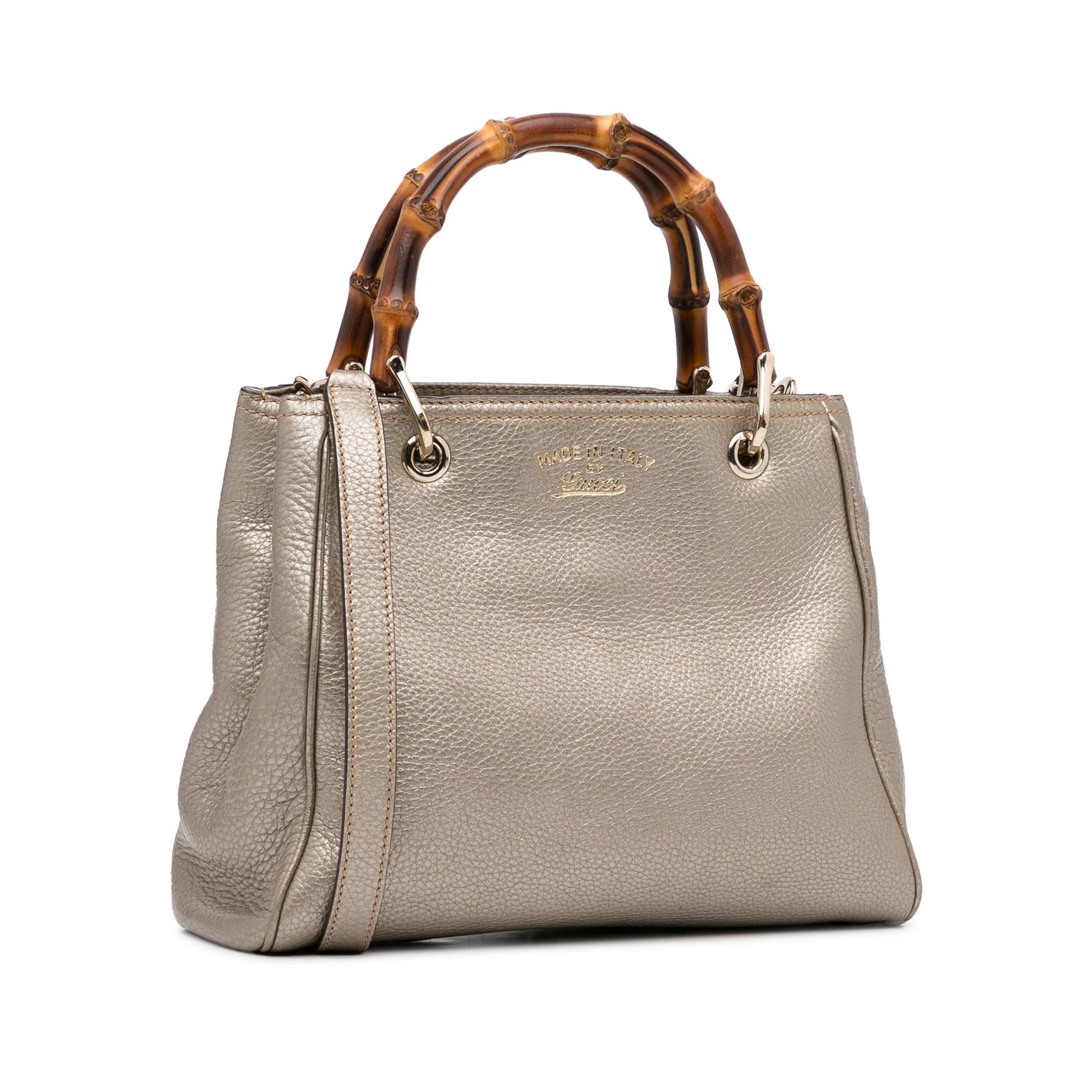 Gucci Bamboo Shopper SHG-M4rPio Calf Gold Small Satchel Bag