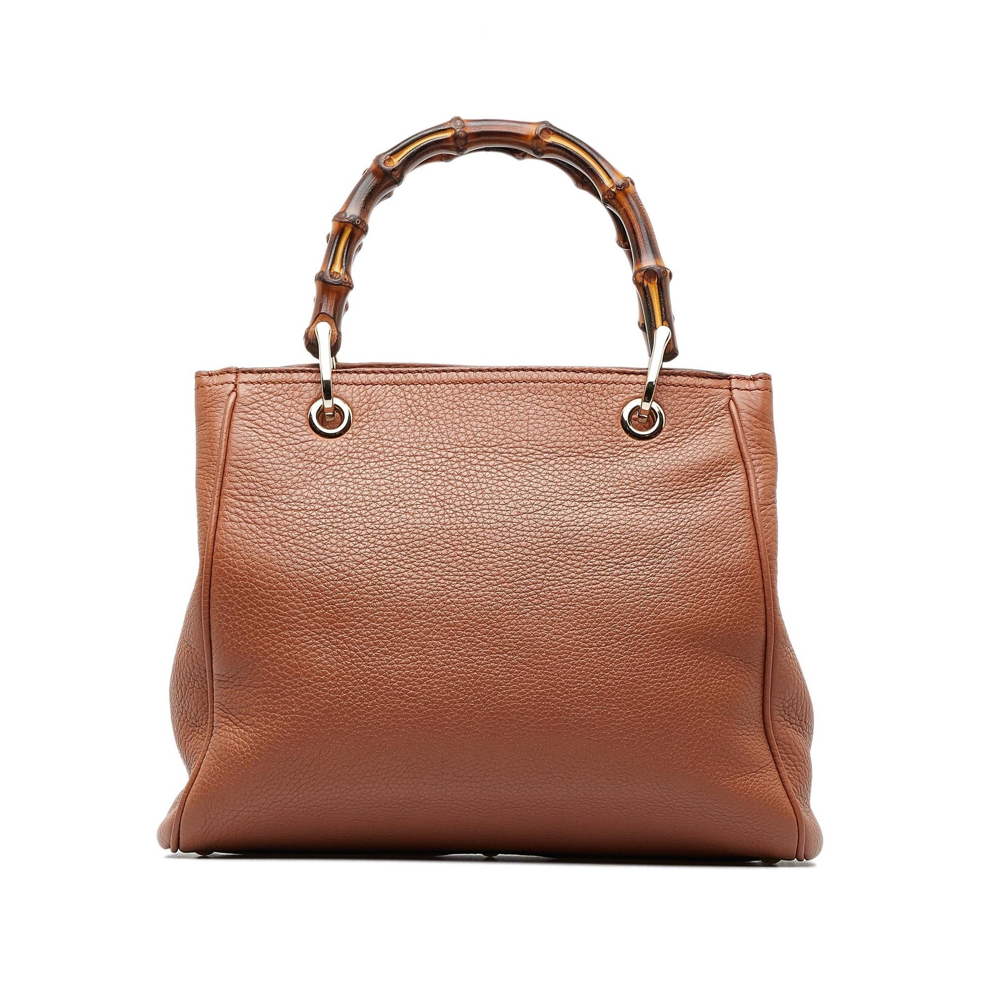 Gucci Bamboo Shopper SHG-mCLzQI Calf Brown Small Satchel Bag