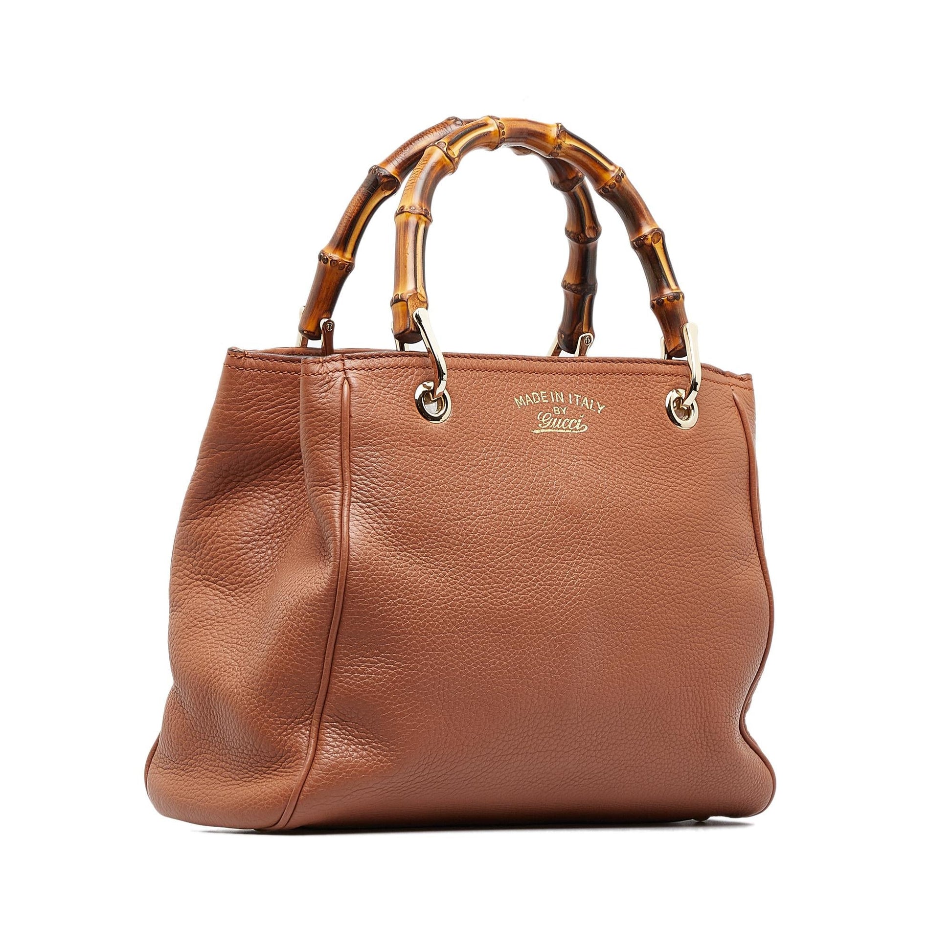 Gucci Bamboo Shopper SHG-mCLzQI Calf Brown Small Satchel Bag
