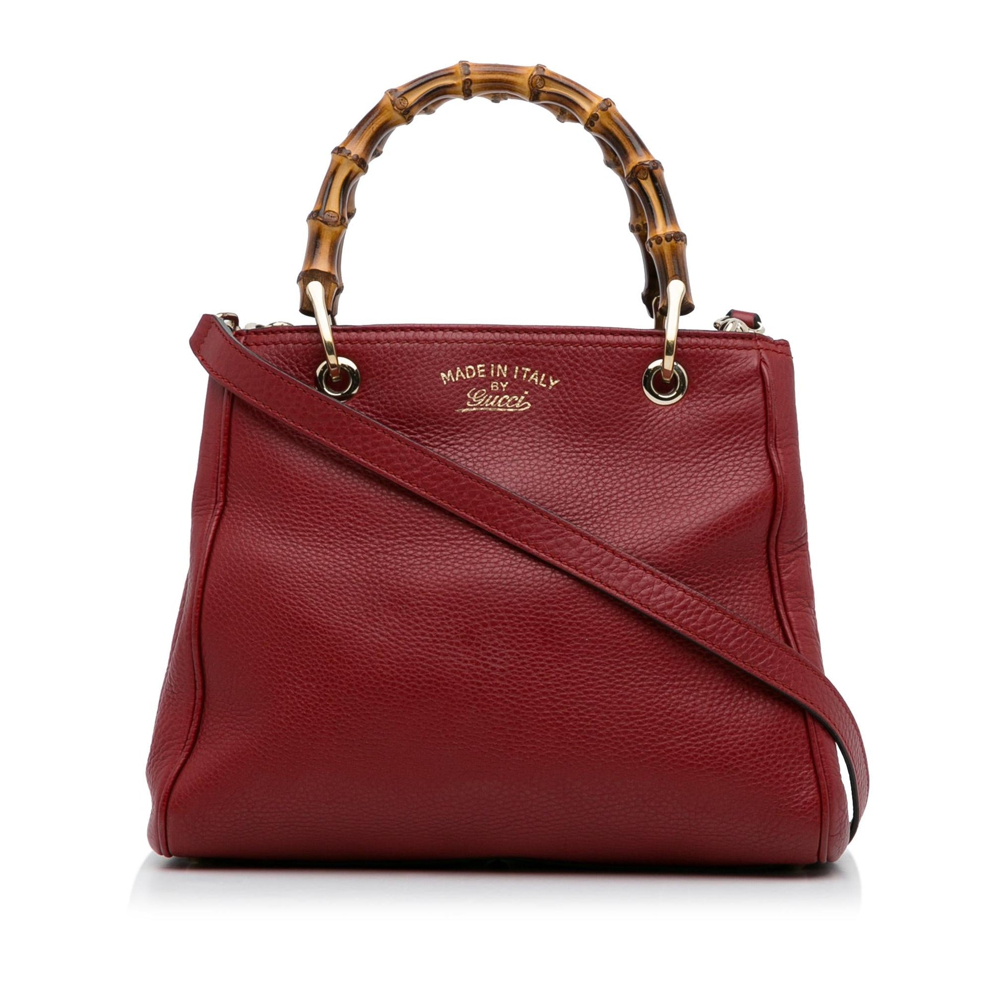 Gucci Bamboo Shopper SHG-KnejjZ Calf Red Small Satchel Bag