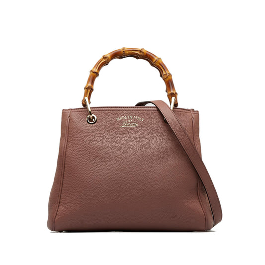 Gucci Bamboo Shopper SHG-1ILukj Calf Brown Small Satchel Bag