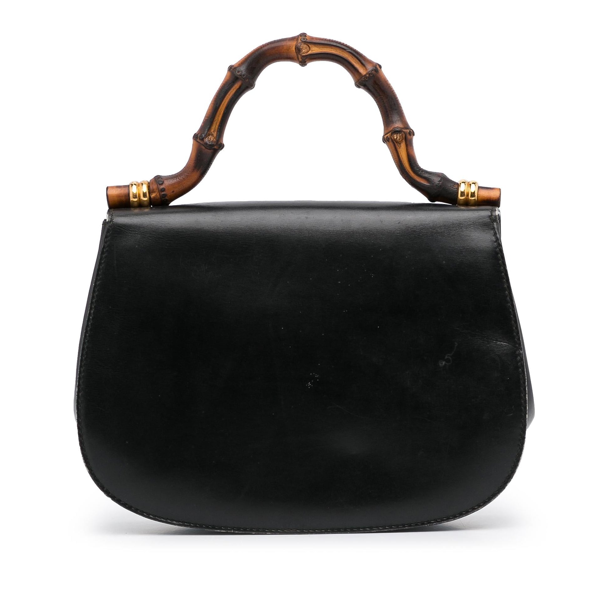Gucci Bamboo Top Handle SHG-Zsc6X0 Calf Black Small Flap Satchel Bag