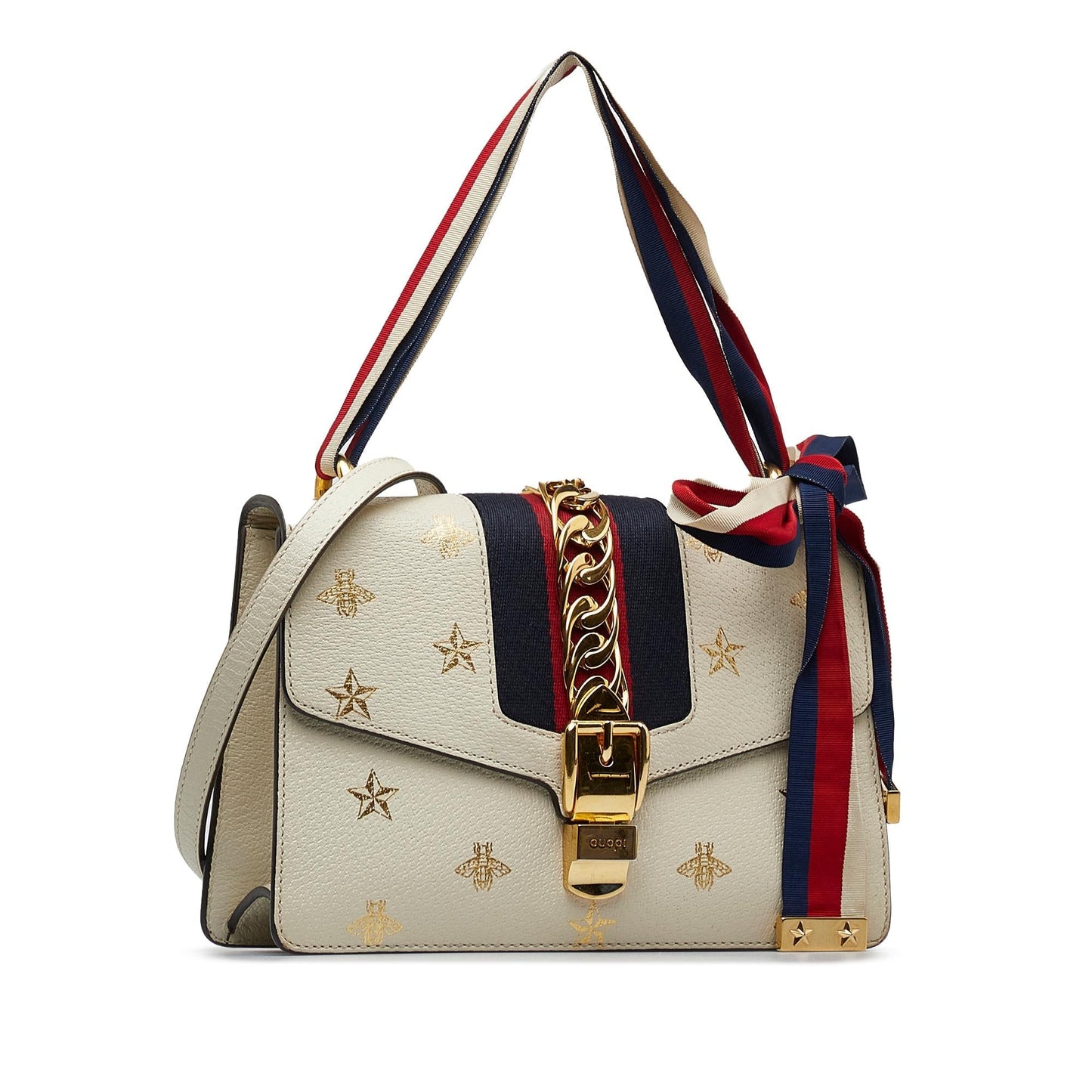 Gucci Bee Star Sylvie SHG-WlqOsn Calf White Small Crossbody Bag