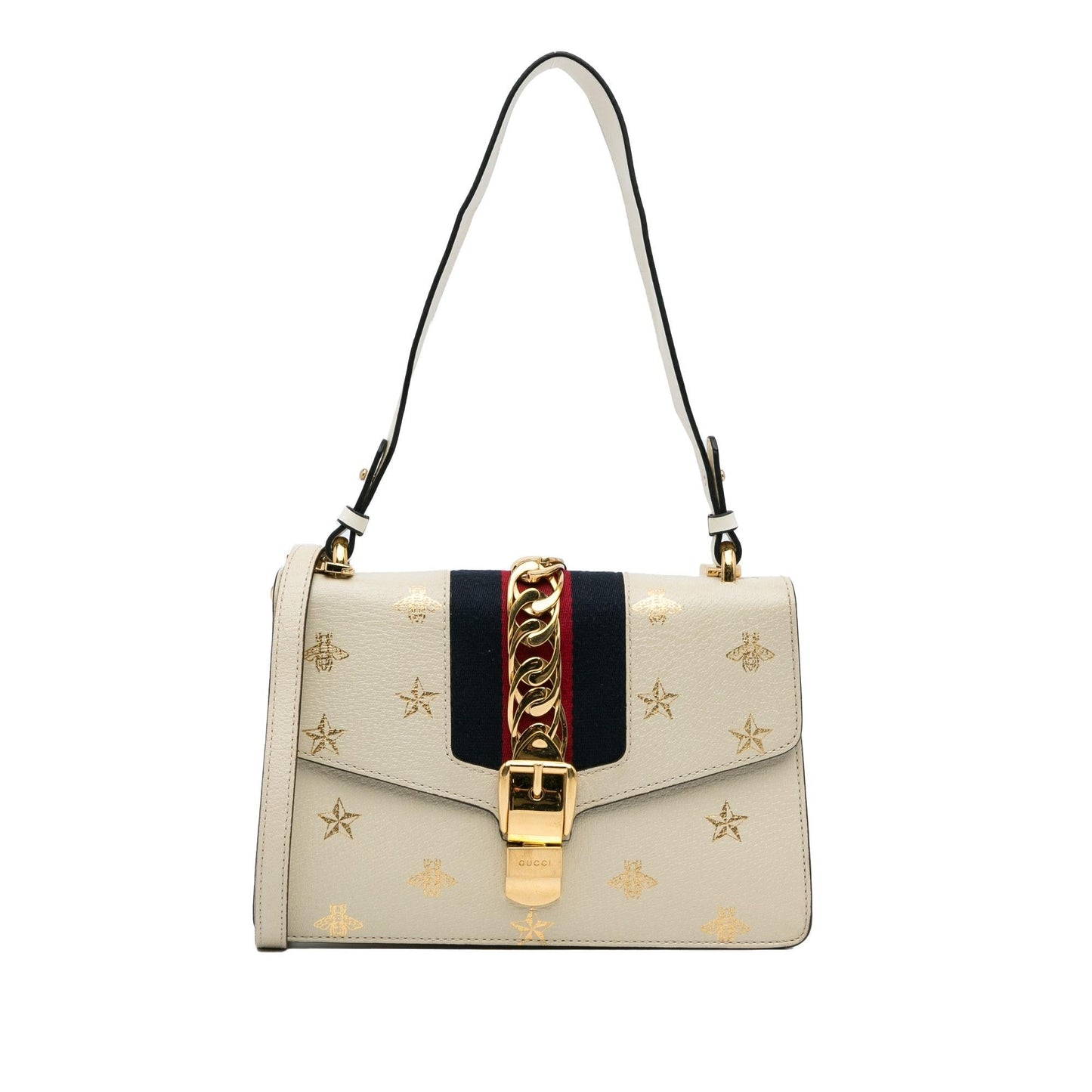 Gucci Bee Star Sylvie Calf White Small Satchel Bag