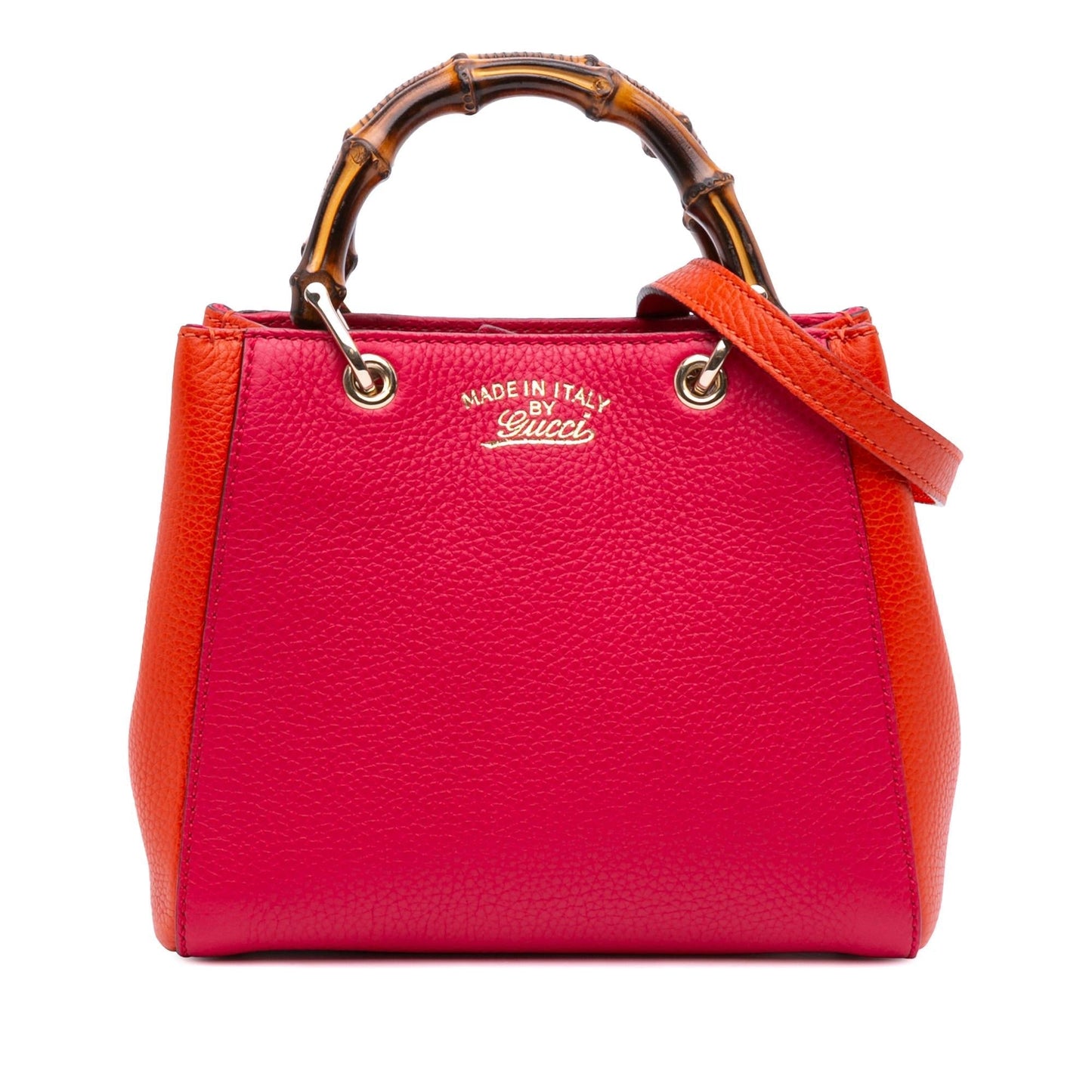 Gucci Bicolor Bamboo Shopper Calfskin Small Tote Bag