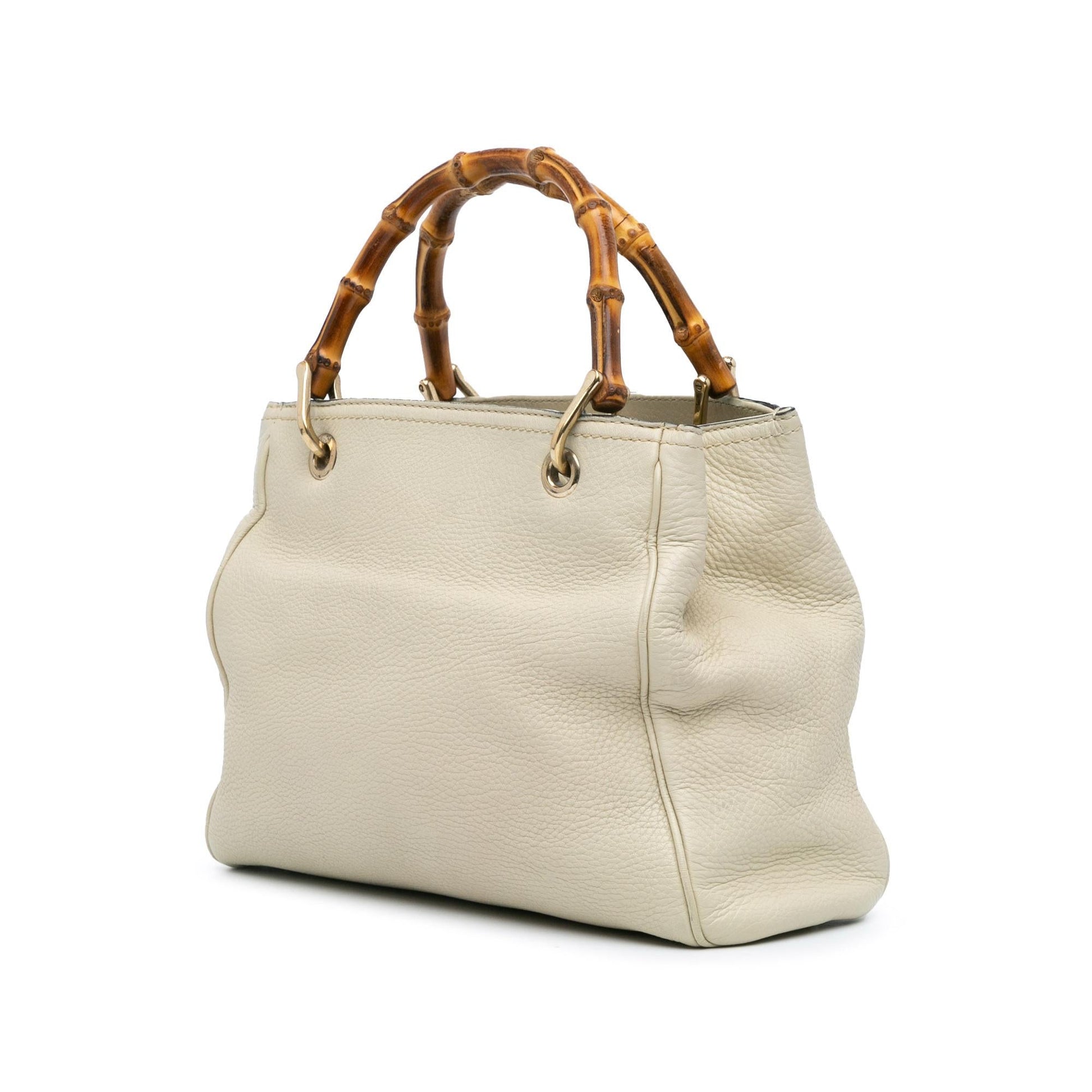 Gucci Bamboo Shopper Calf Calfskin White Small Satchel Bag Satchel 8