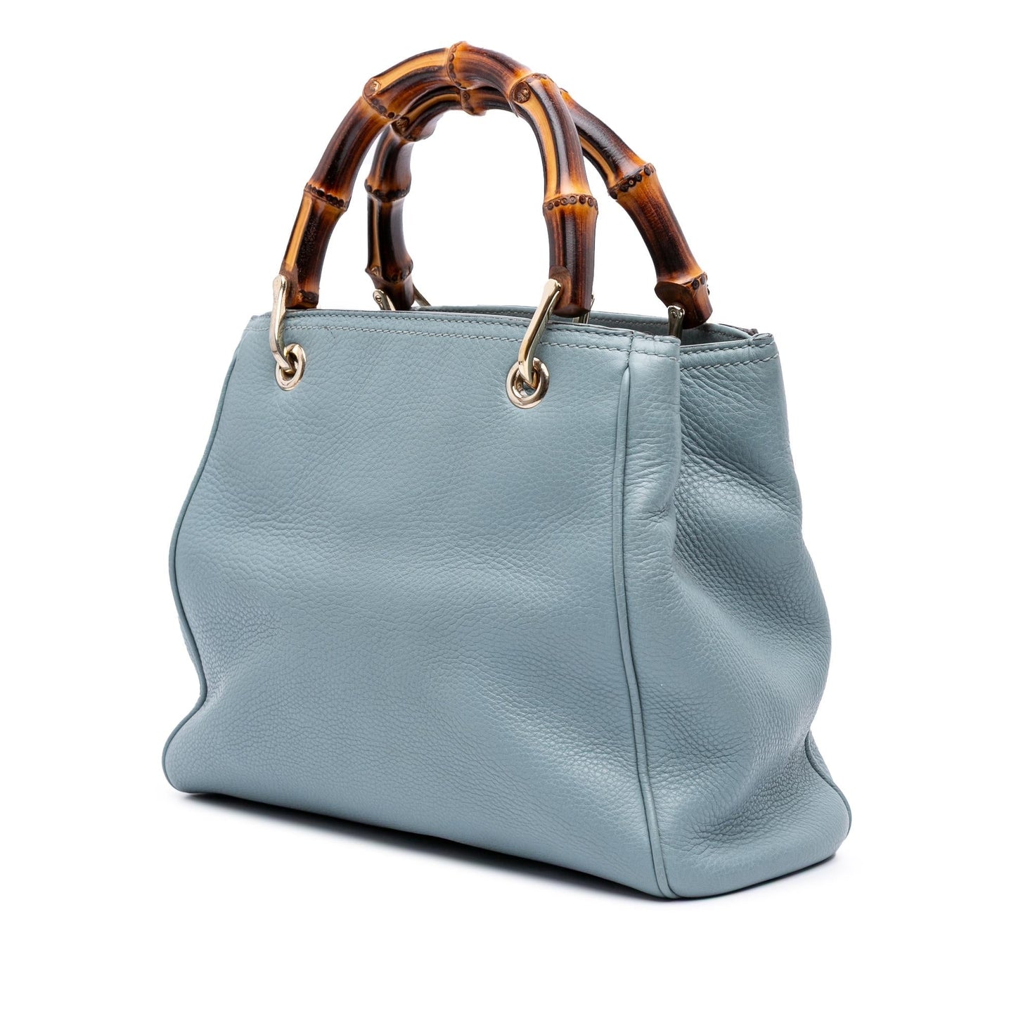 Gucci Bamboo Shopper Calf Calfskin Blue Small Satchel Bag
