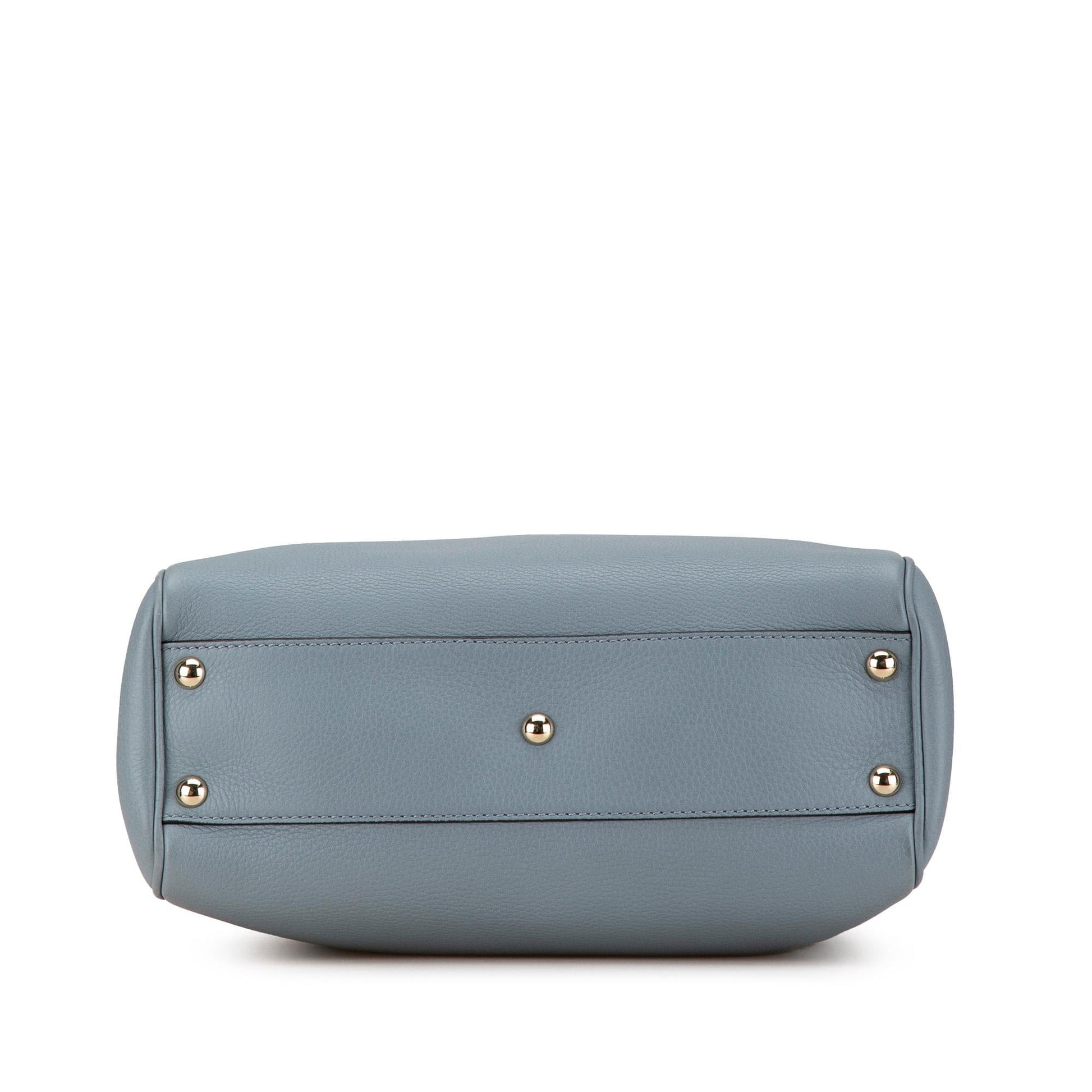 Gucci Bamboo Shopper Calf Calfskin Blue Small Satchel Bag Satchel 11