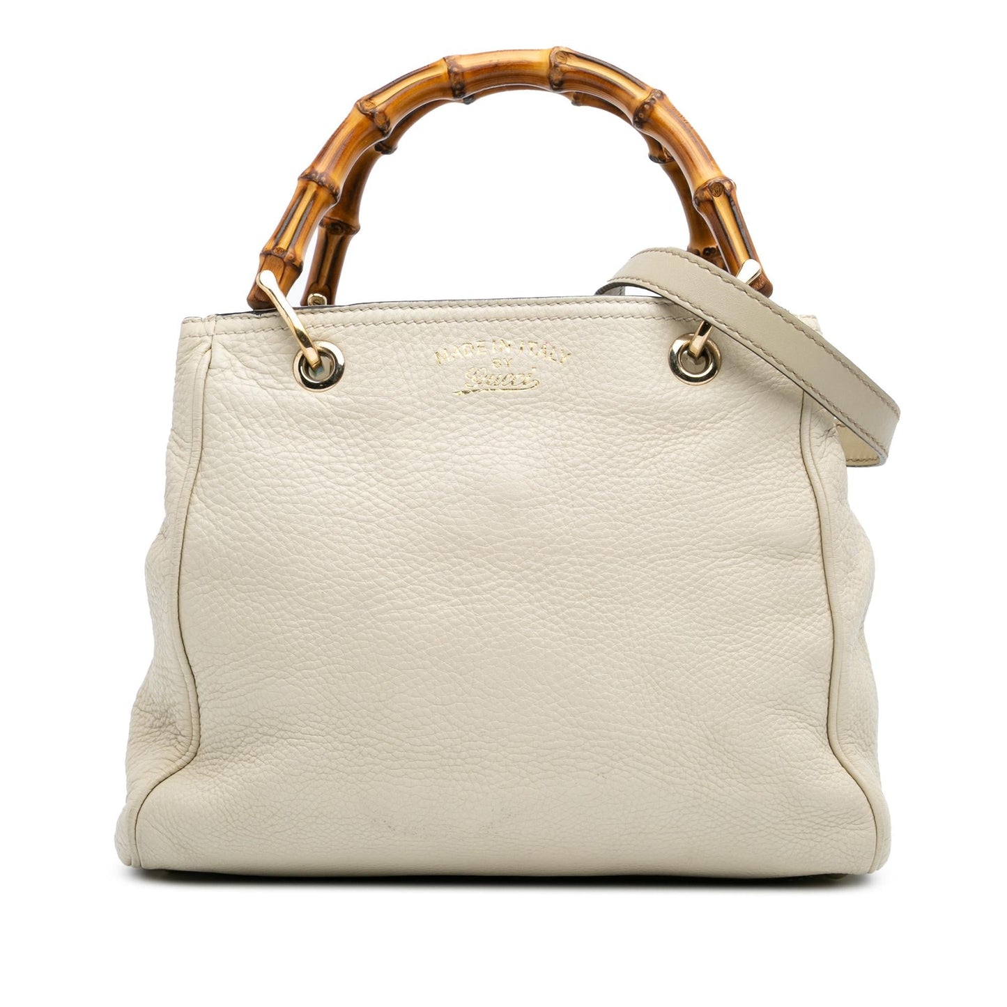 Gucci Bamboo Shopper Calf Calfskin White Small Satchel Bag Satchel 13