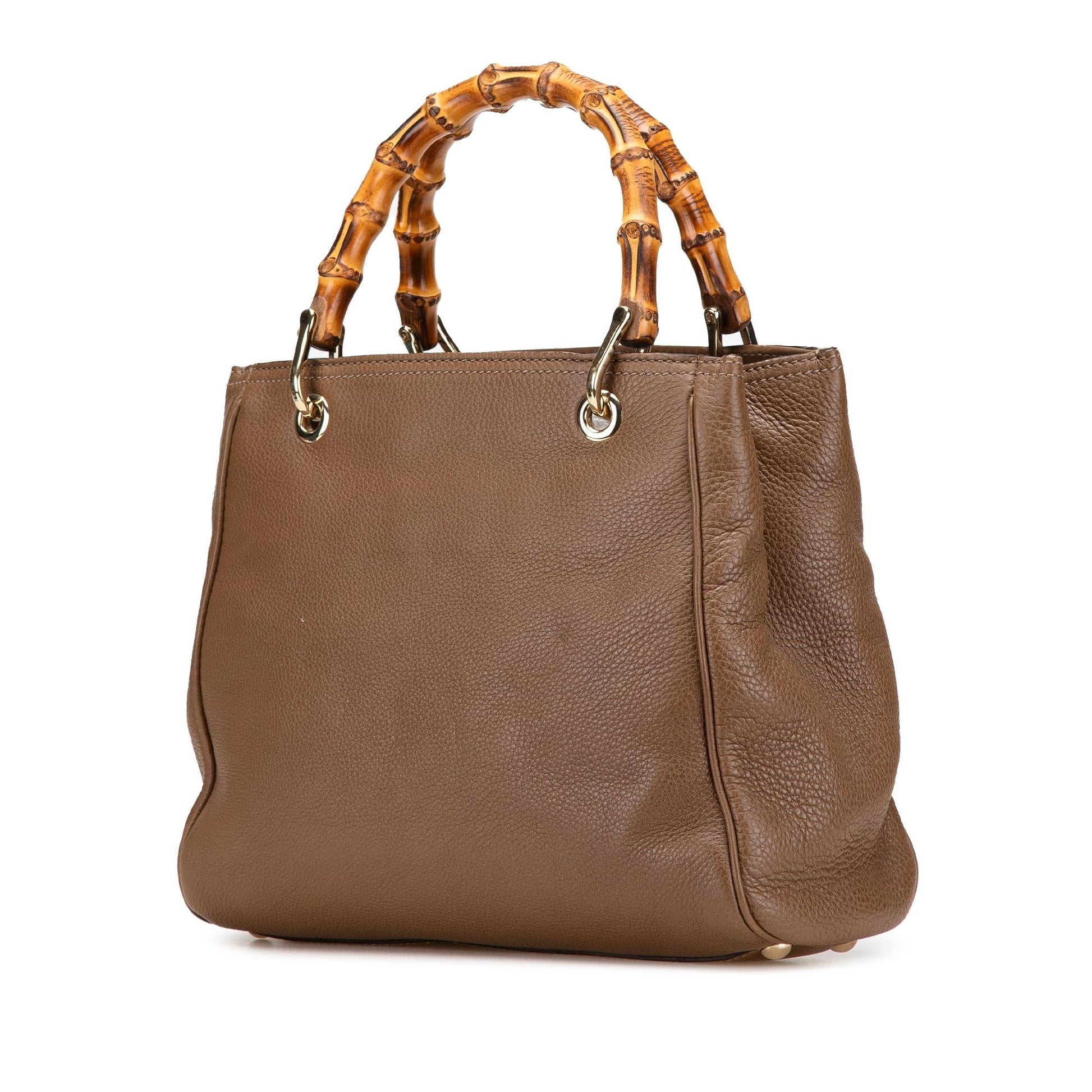 Gucci Bamboo Shopper Calf Calfskin Brown Small Satchel Bag