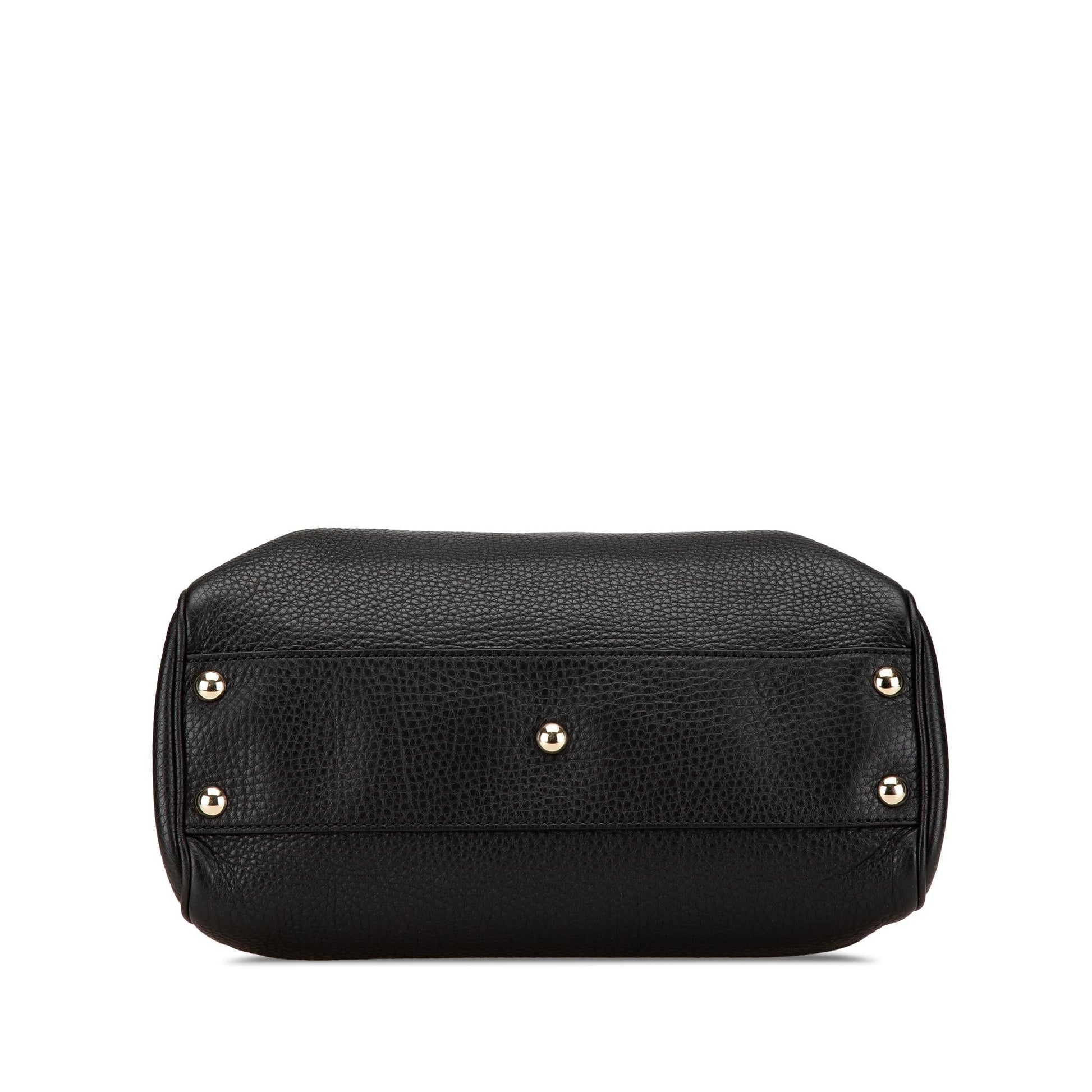 Gucci Bamboo Shopper Calf Calfskin Black Small Satchel Bag