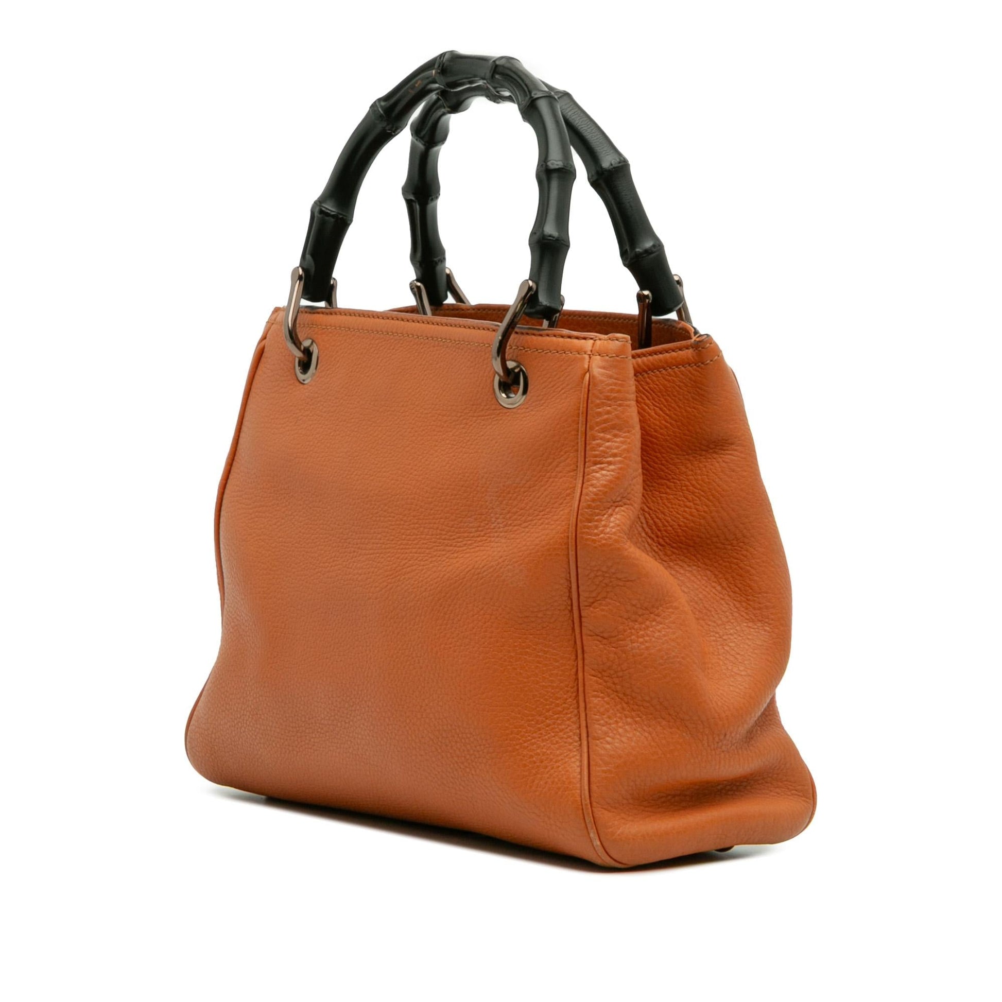Gucci Bamboo Shopper Calfskin Small Tote Bag Satchel 25