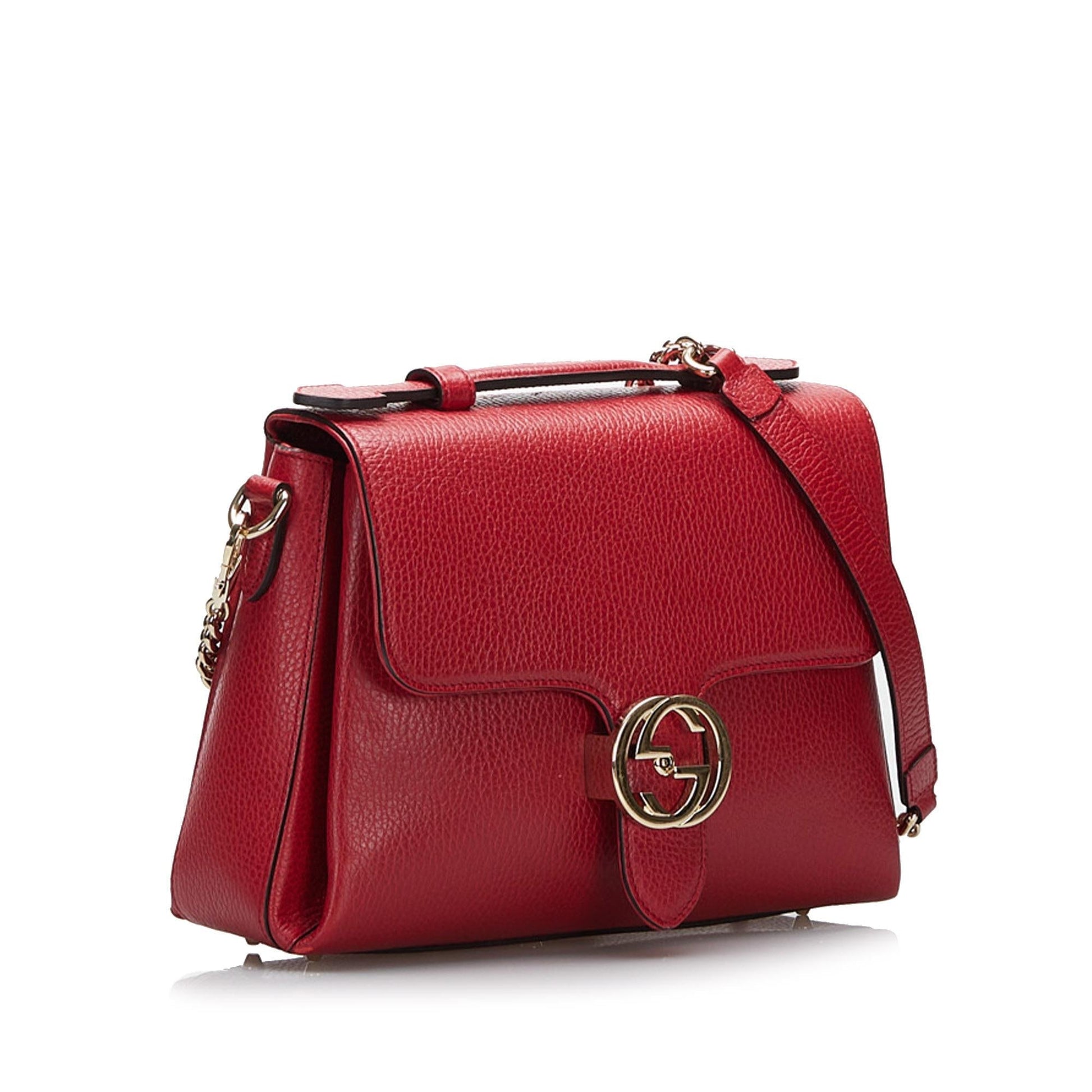 Gucci Dollar Interlocking G SHG-r6v8hg Calf Red Small Satchel Bag