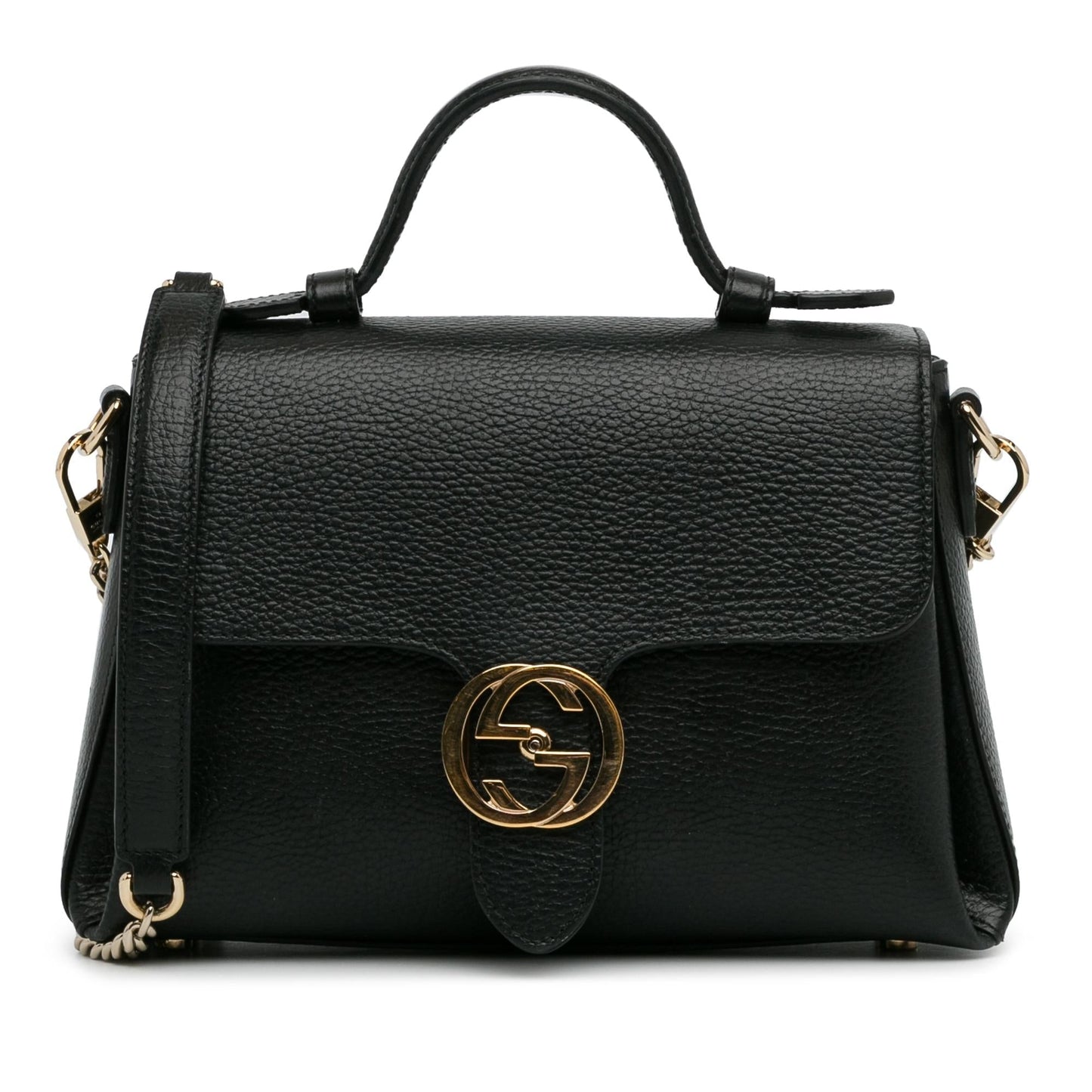 Gucci Dollar Interlocking G SHG-uqc1wk Calf Black Small Satchel Bag